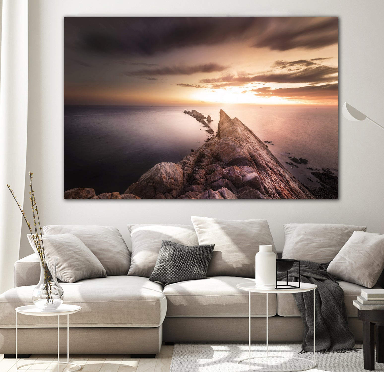 Sunset Coast, Waves and Rocks by Petra Lang on GIANT ART - brown photo illustration