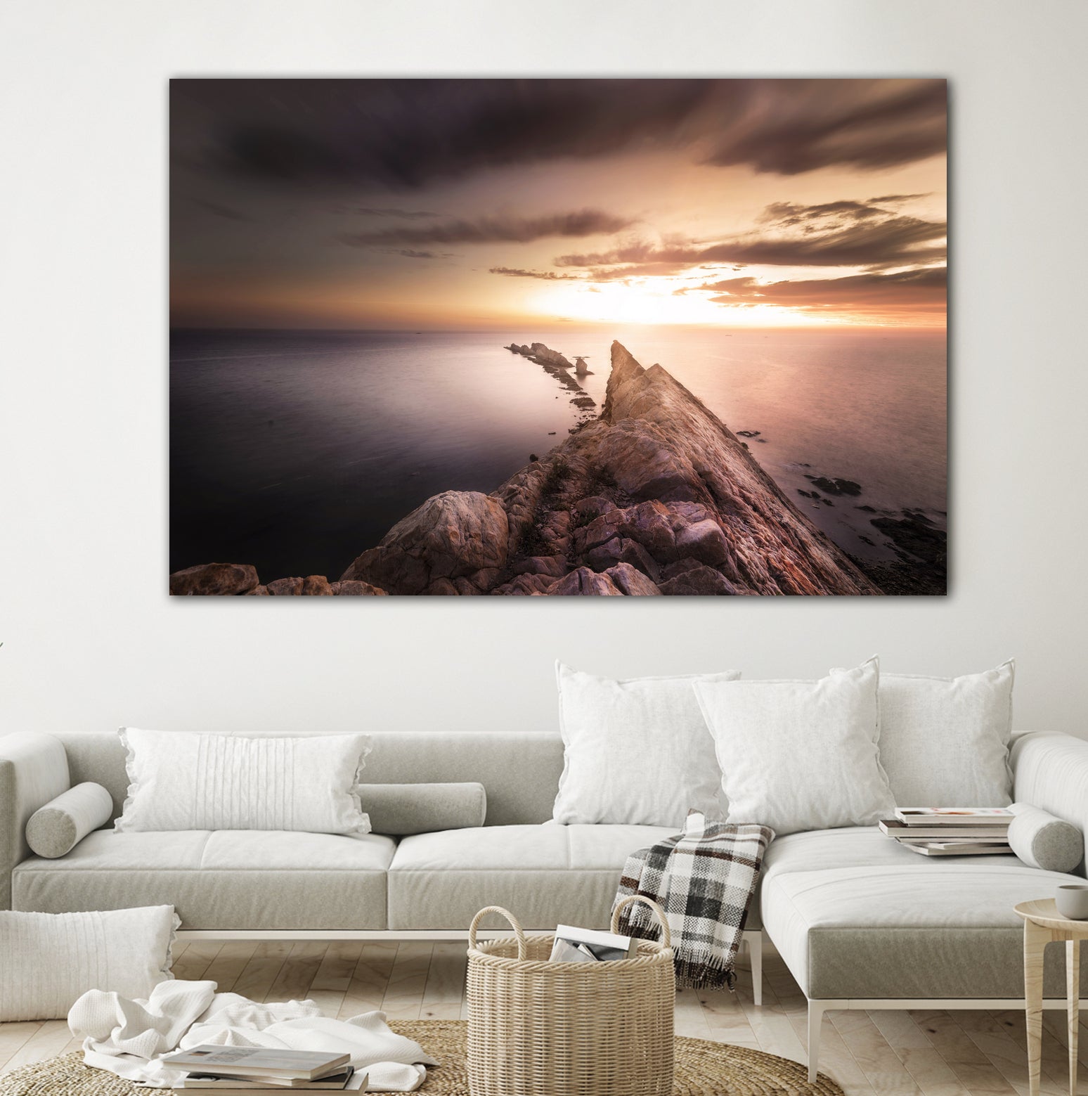 Sunset Coast, Waves and Rocks by Petra Lang on GIANT ART - brown photo illustration