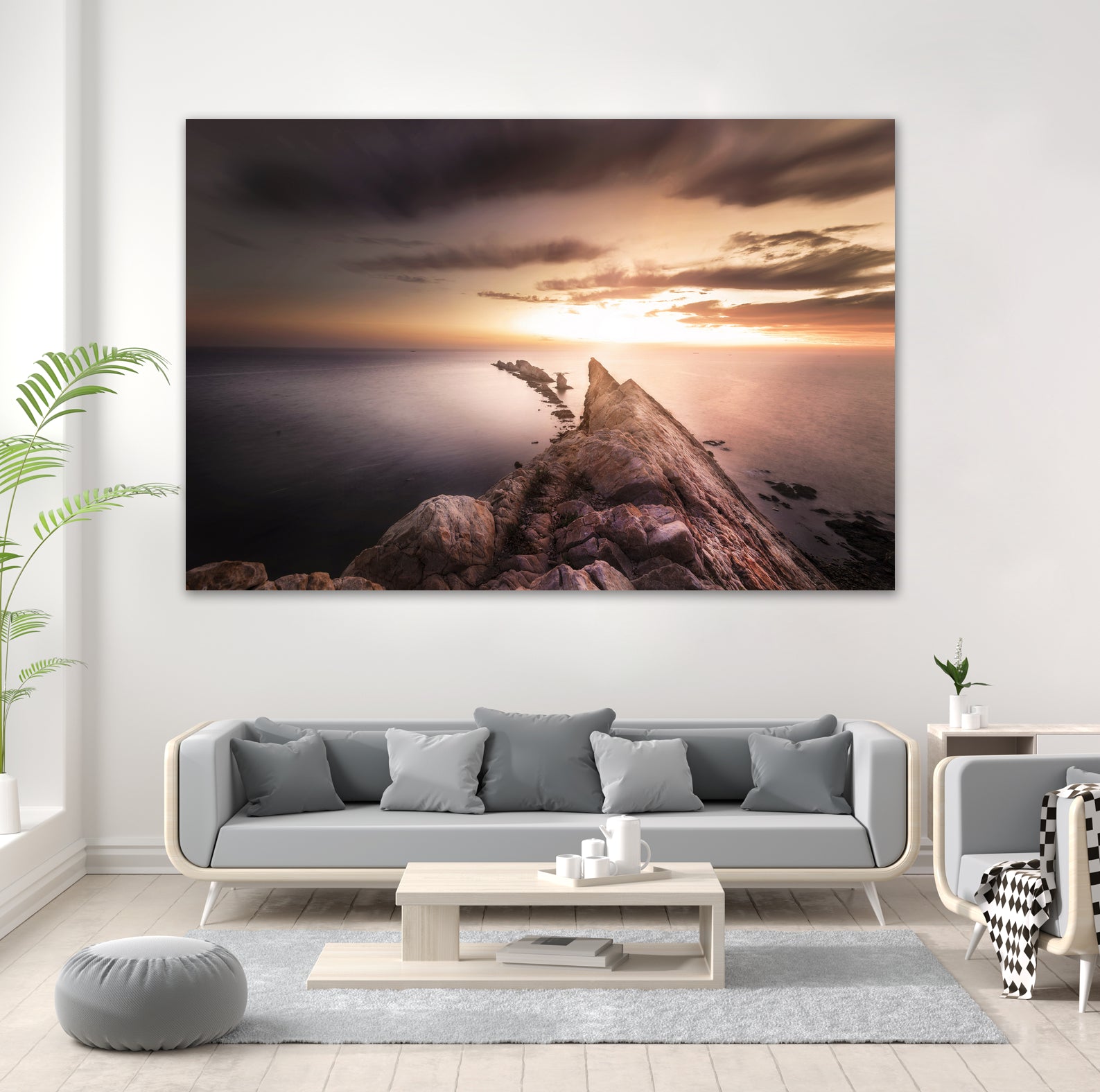 Sunset Coast, Waves and Rocks by Petra Lang on GIANT ART - brown photo illustration