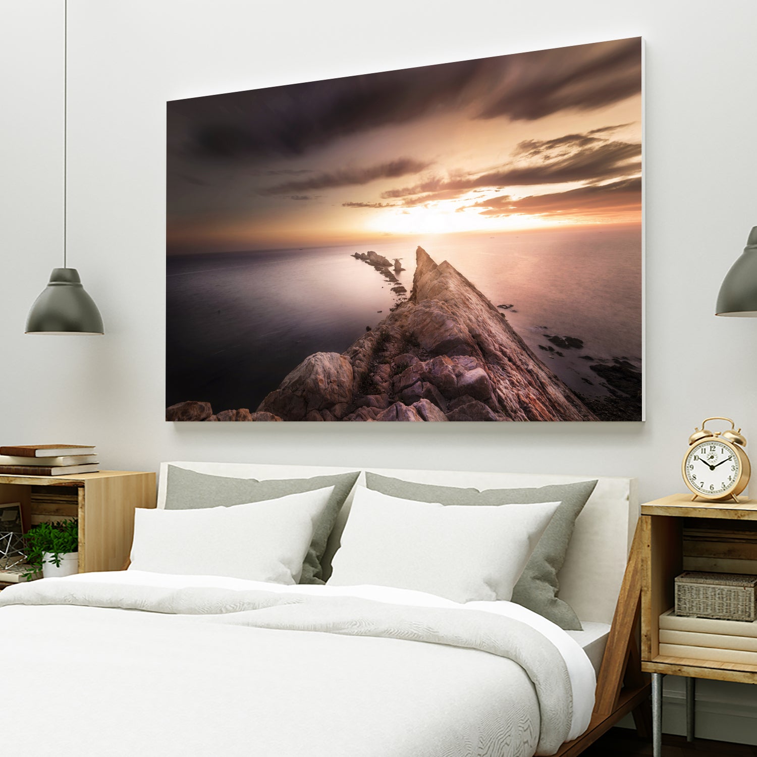 Sunset Coast, Waves and Rocks by Petra Lang on GIANT ART - brown photo illustration