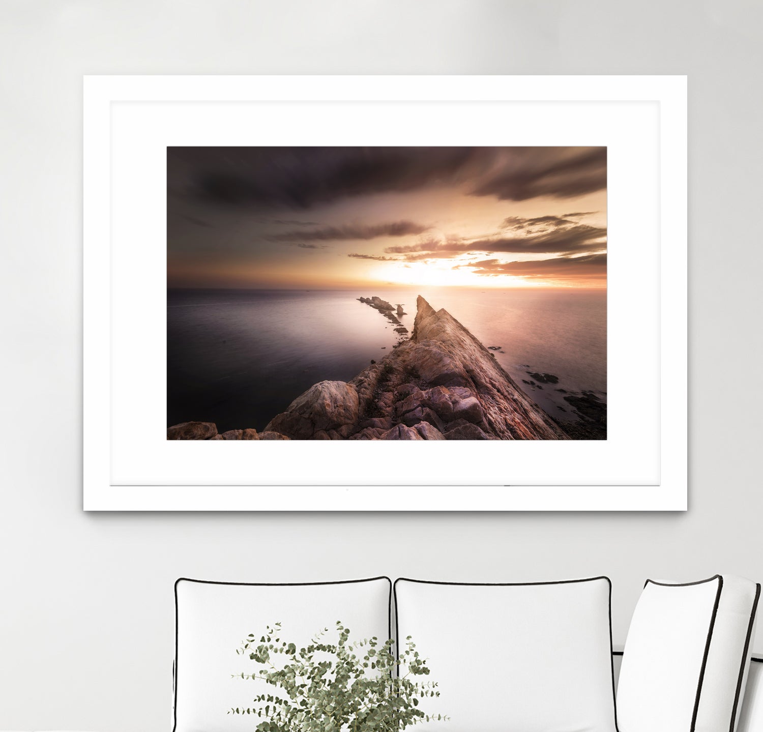 Sunset Coast, Waves and Rocks by Petra Lang on GIANT ART - brown photo illustration