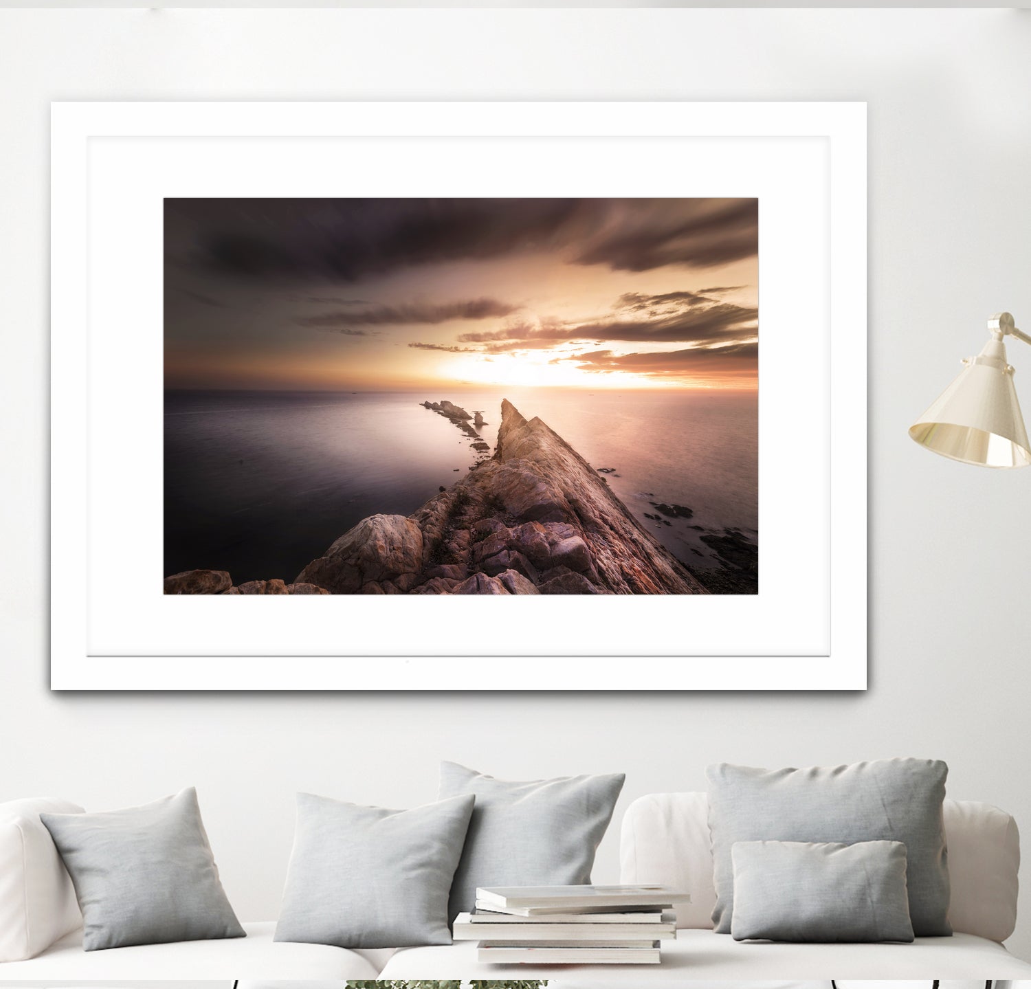 Sunset Coast, Waves and Rocks by Petra Lang on GIANT ART - brown photo illustration