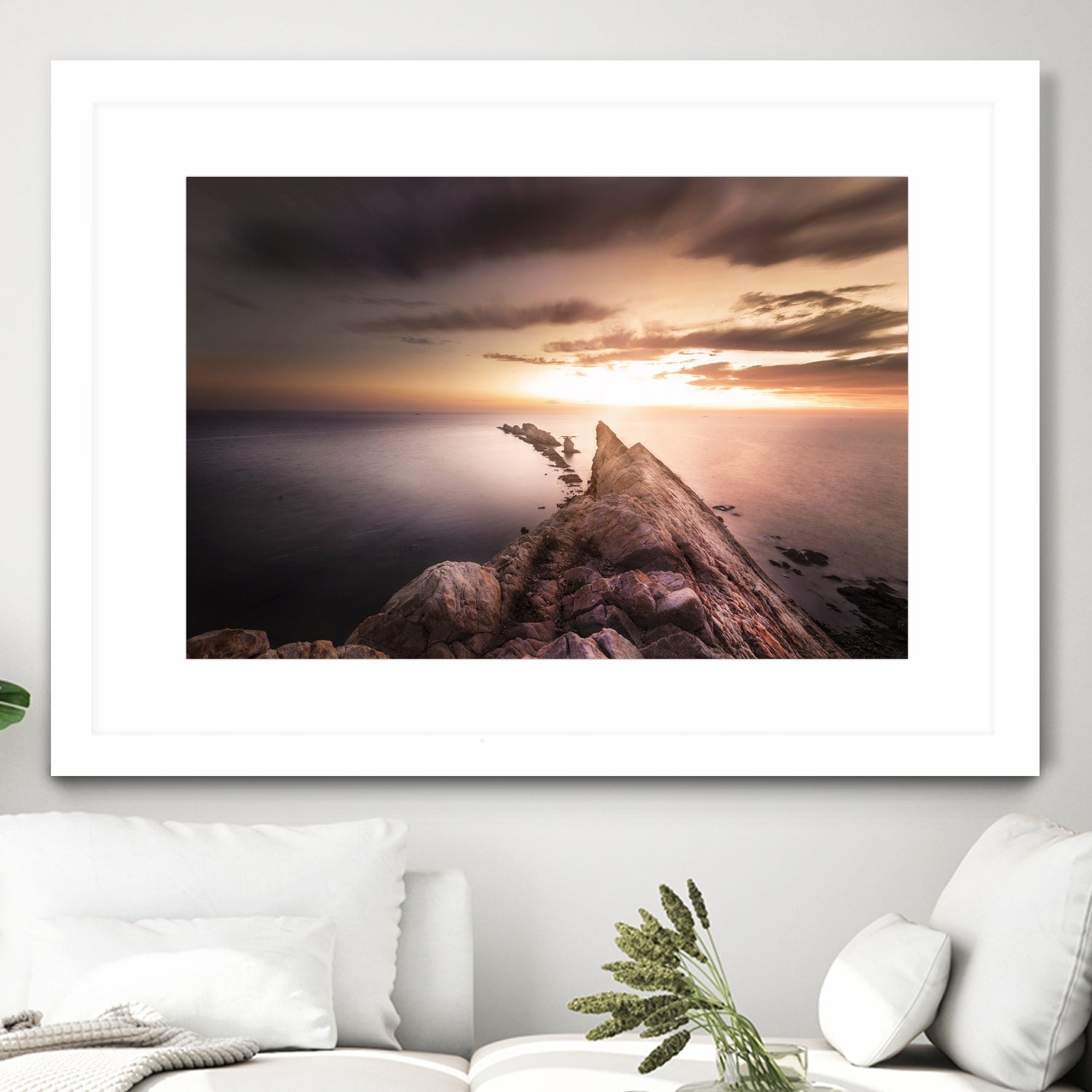 Sunset Coast, Waves and Rocks by Petra Lang on GIANT ART - brown photo illustration