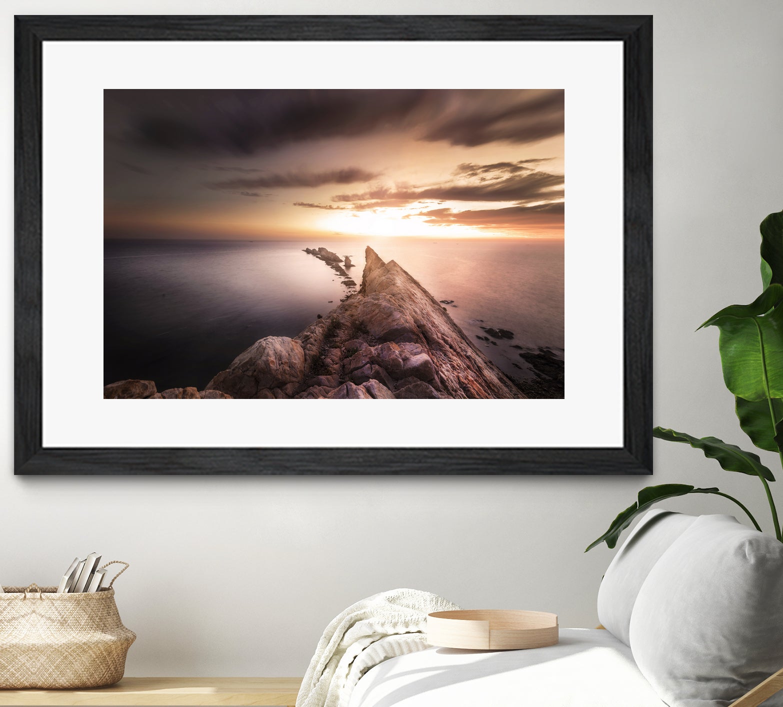 Sunset Coast, Waves and Rocks by Petra Lang on GIANT ART - brown photo illustration