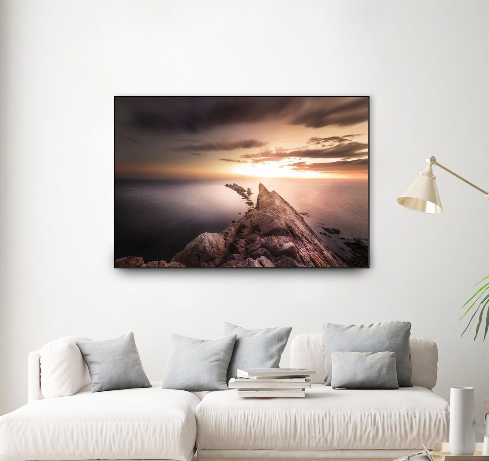 Sunset Coast, Waves and Rocks by Petra Lang on GIANT ART - brown photo illustration