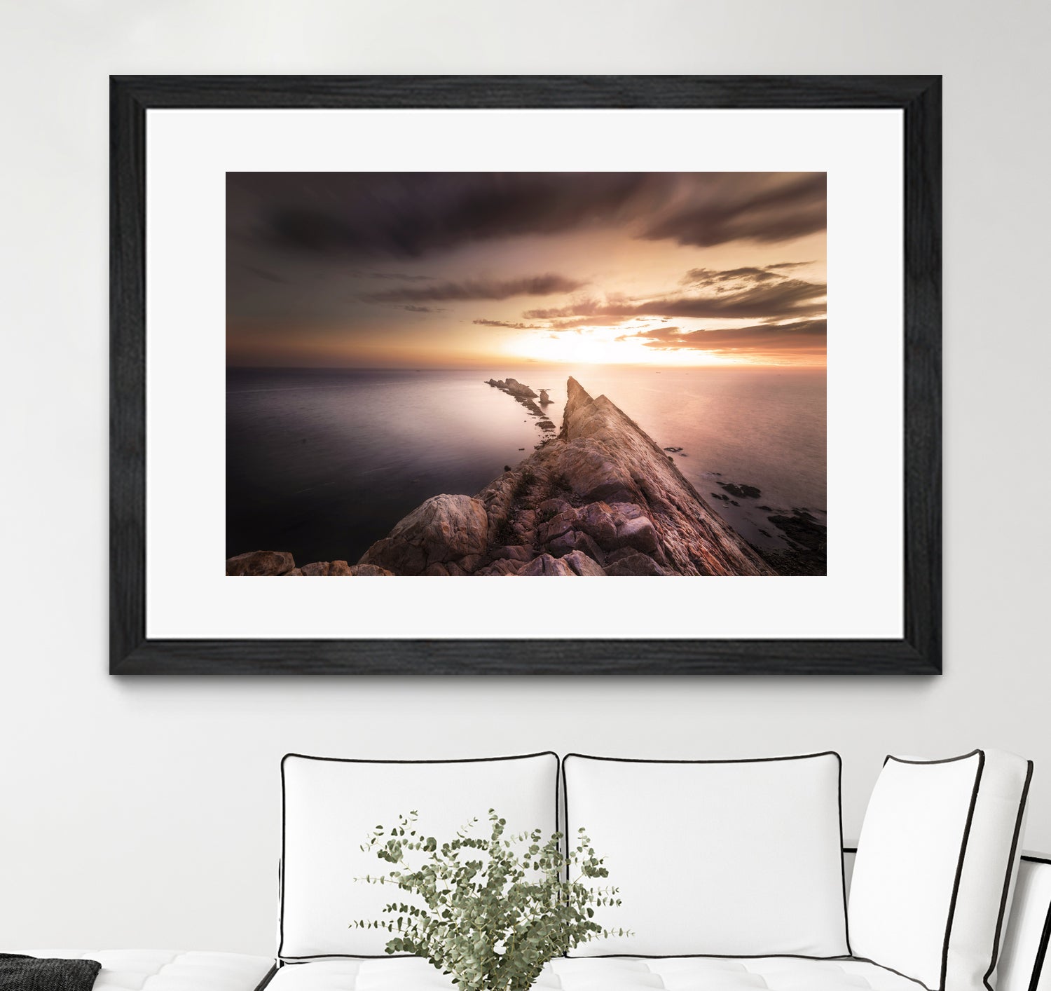 Sunset Coast, Waves and Rocks by Petra Lang on GIANT ART - brown photo illustration