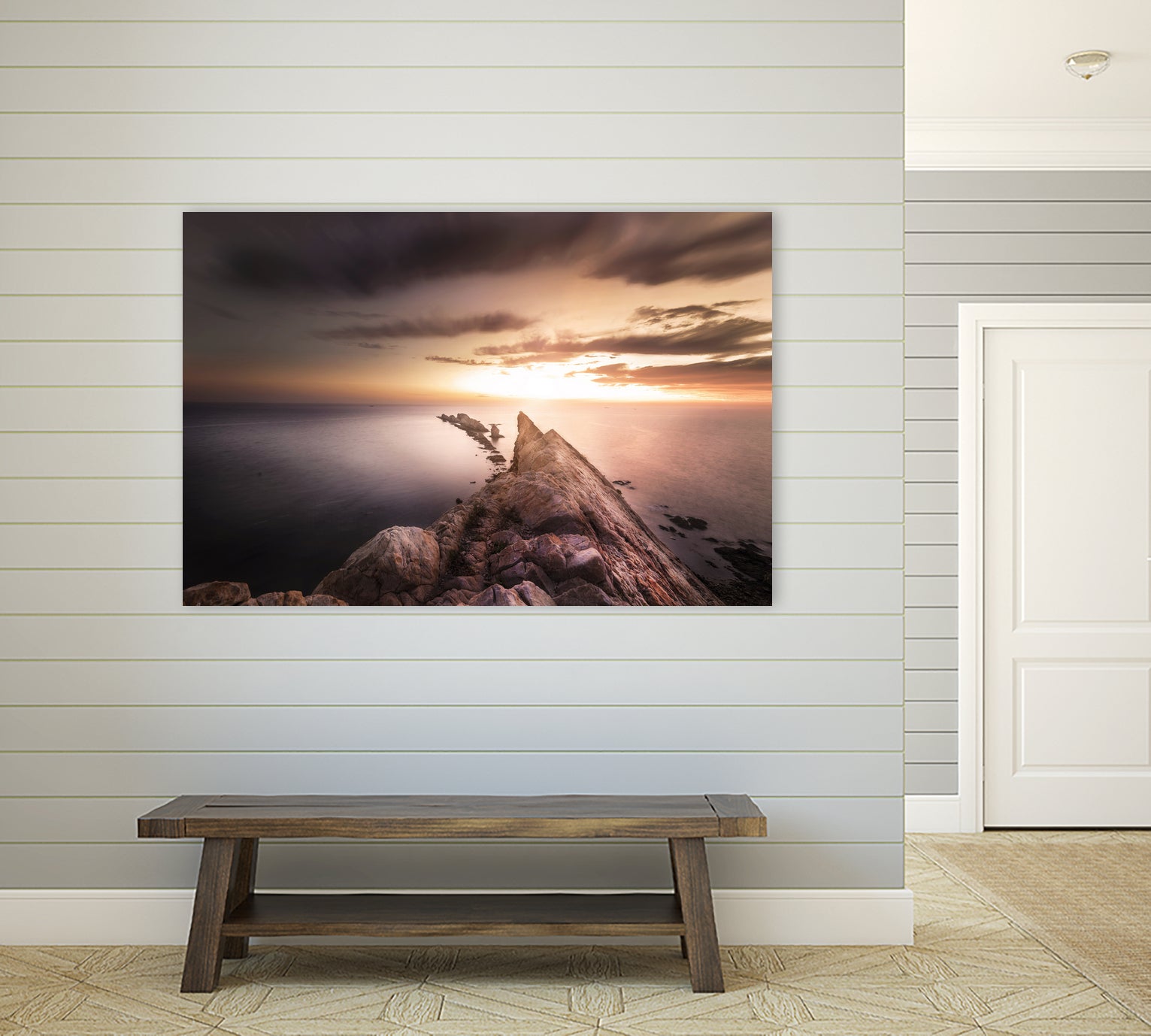 Sunset Coast, Waves and Rocks by Petra Lang on GIANT ART - brown photo illustration