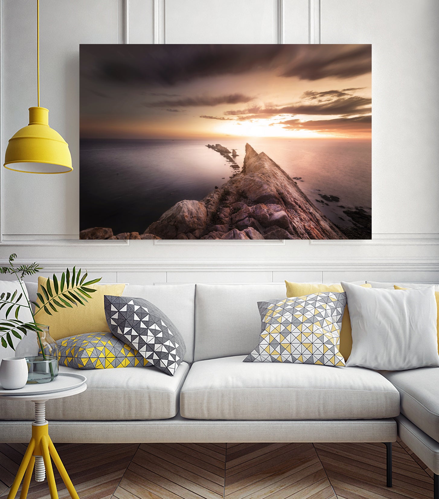 Sunset Coast, Waves and Rocks by Petra Lang on GIANT ART - brown photo illustration