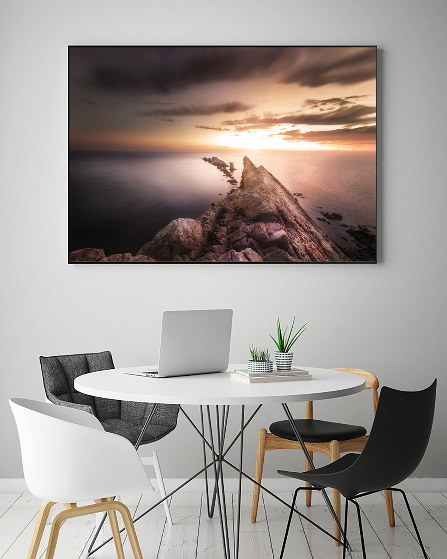 Sunset Coast, Waves and Rocks by Petra Lang on GIANT ART - brown photo illustration