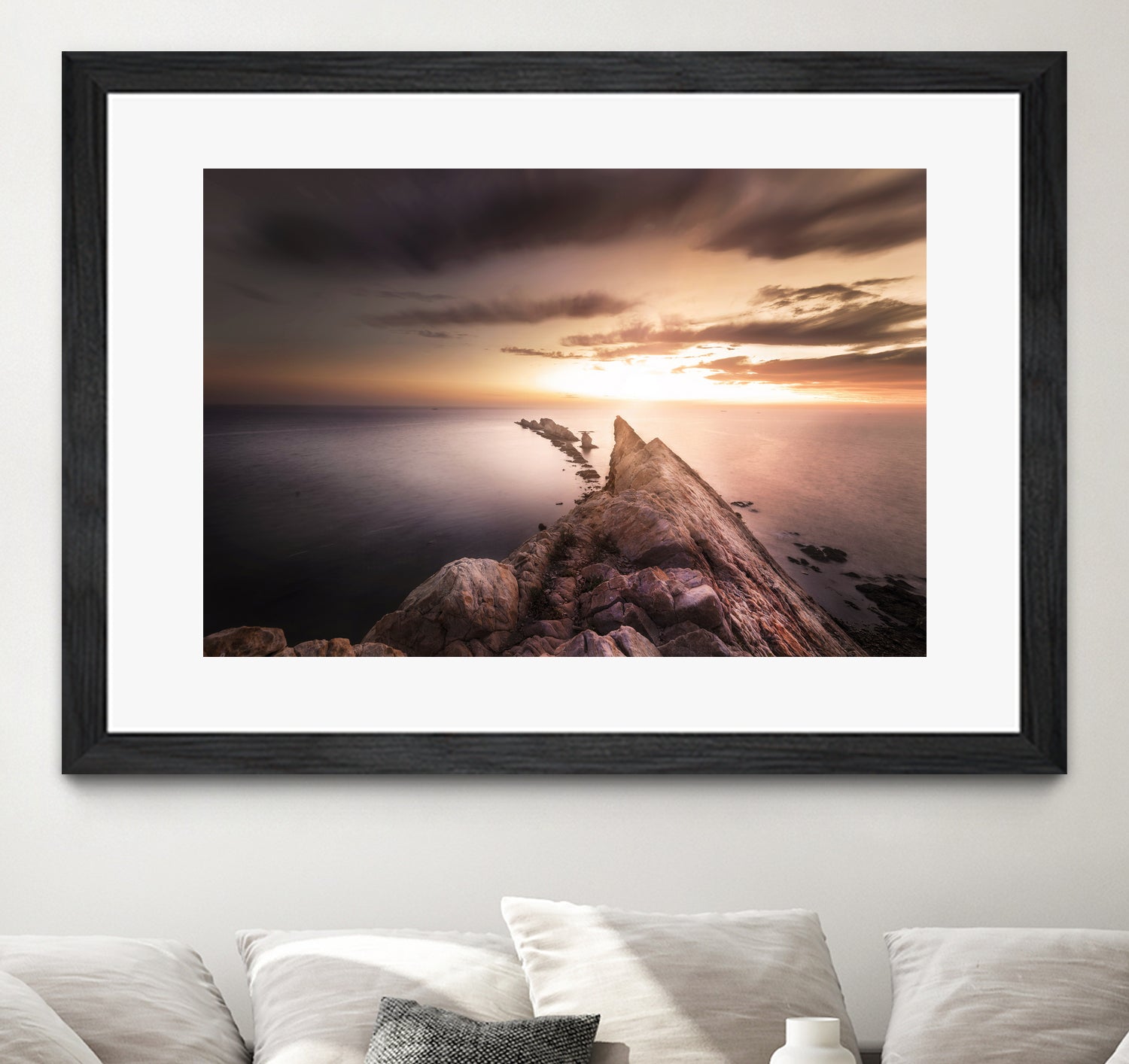 Sunset Coast, Waves and Rocks by Petra Lang on GIANT ART - brown photo illustration