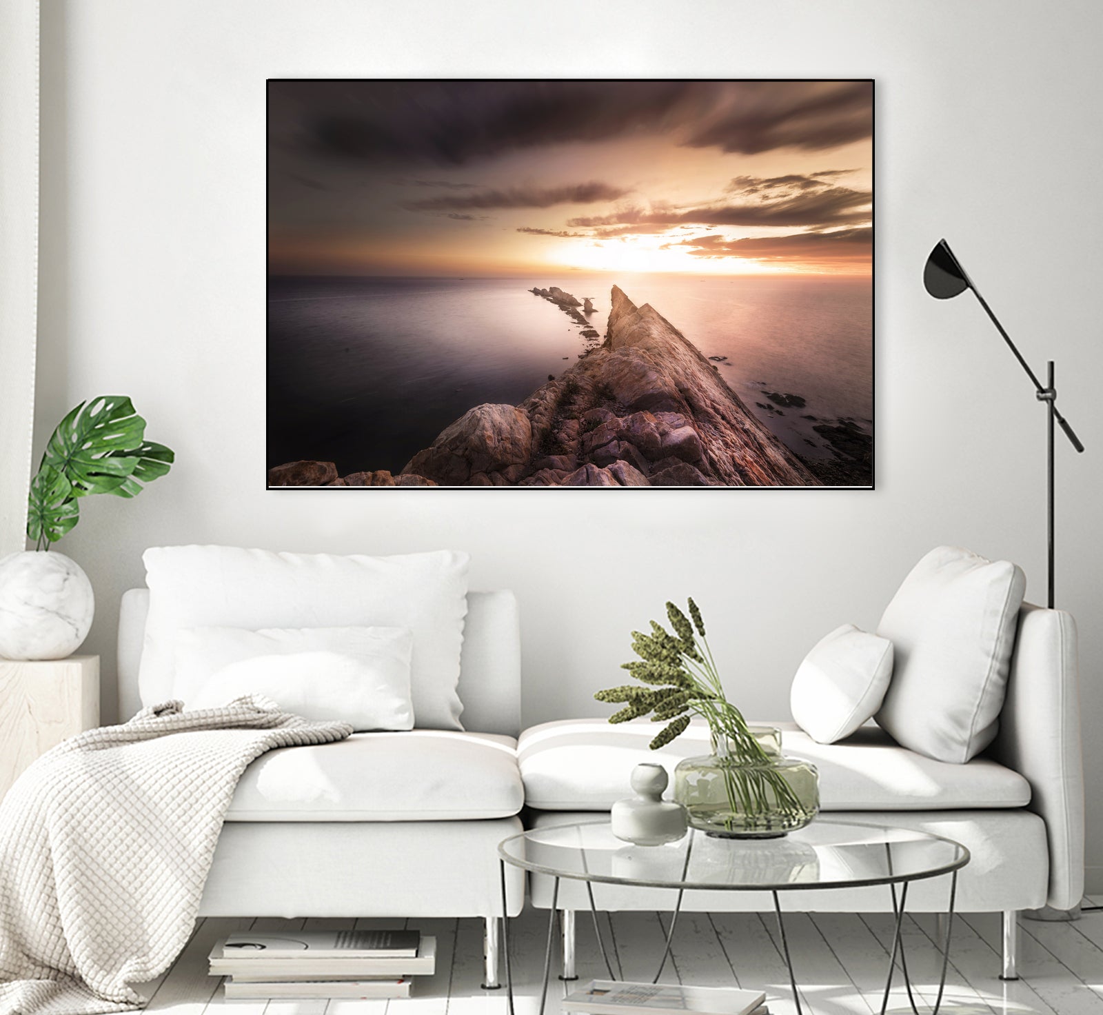 Sunset Coast, Waves and Rocks by Petra Lang on GIANT ART - brown photo illustration