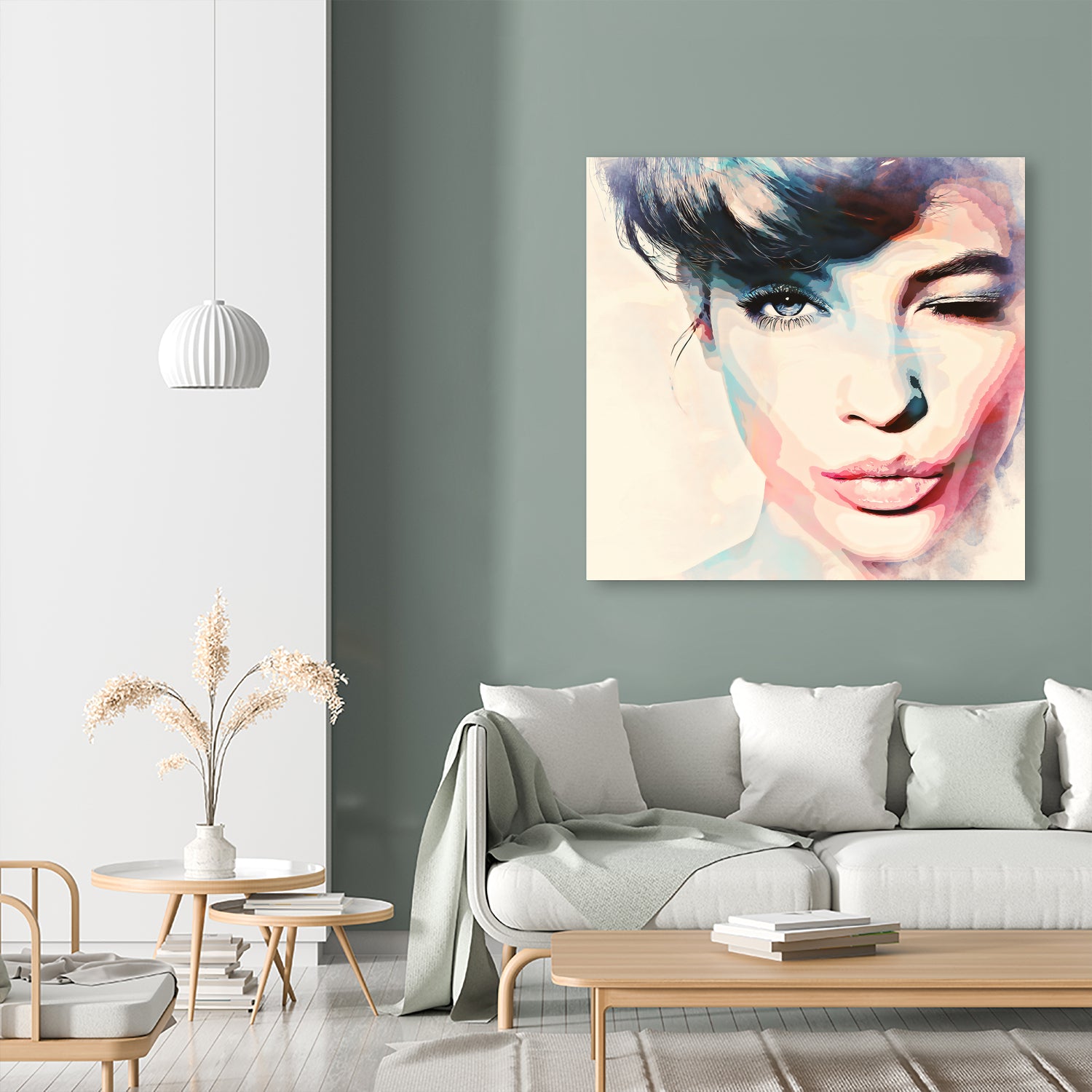 wink - painting watercolor by CADET Pierre on GIANT ART - blue digital painting