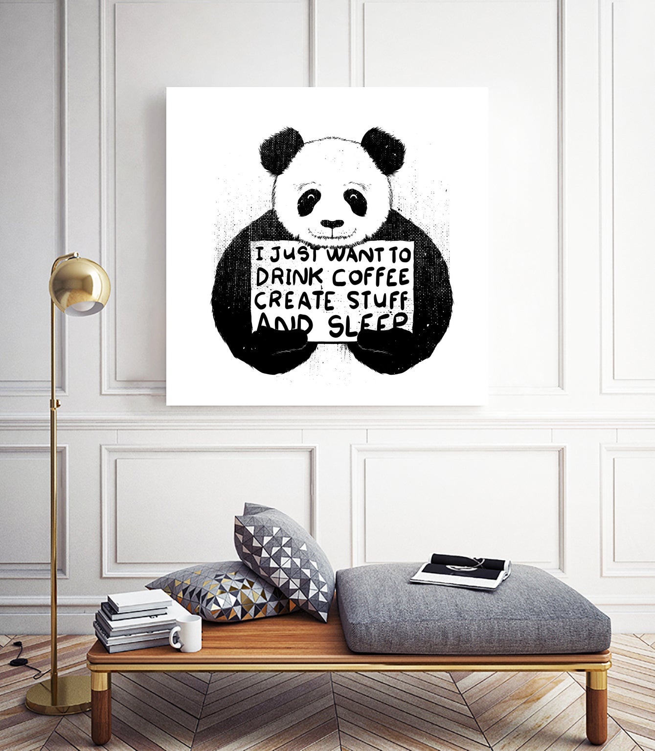 I Just Want to Drink Coffee Creates Stuff and Sleep by Tobias Fonseca on GIANT ART - white digital painting