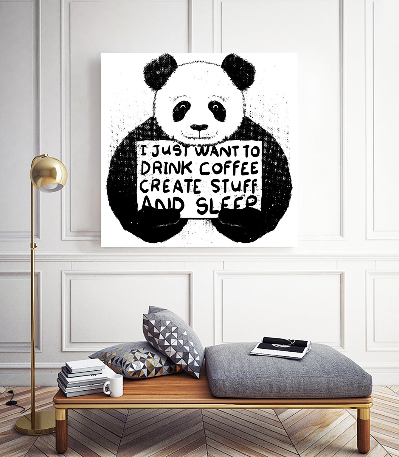 I Just Want to Drink Coffee Creates Stuff and Sleep by Tobias Fonseca on GIANT ART - white digital painting