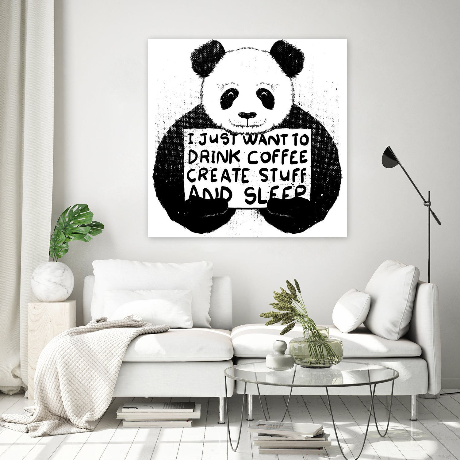 I Just Want to Drink Coffee Creates Stuff and Sleep by Tobias Fonseca on GIANT ART - white digital painting