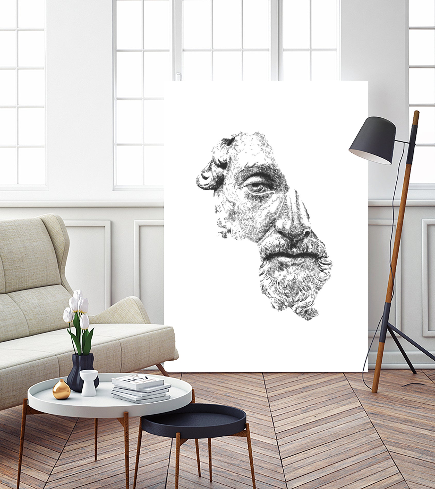 MARCUS AURELIUS ANTONINUS AUGUSTUS / black / white by Daniel Coulmann on GIANT ART - white digital drawing