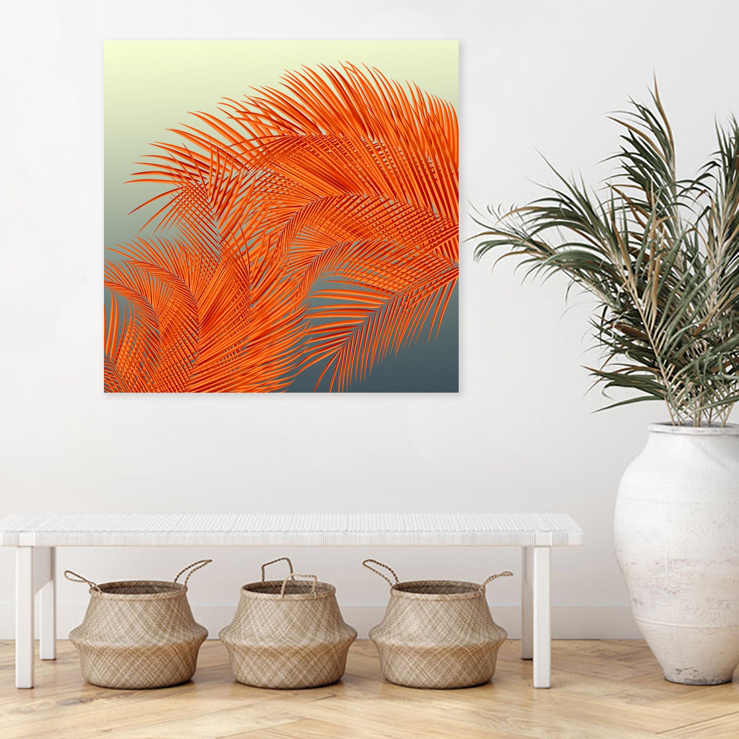 Summer Palm Leaves, Orange by Jiri Svetlik on GIANT ART - orange digital painting