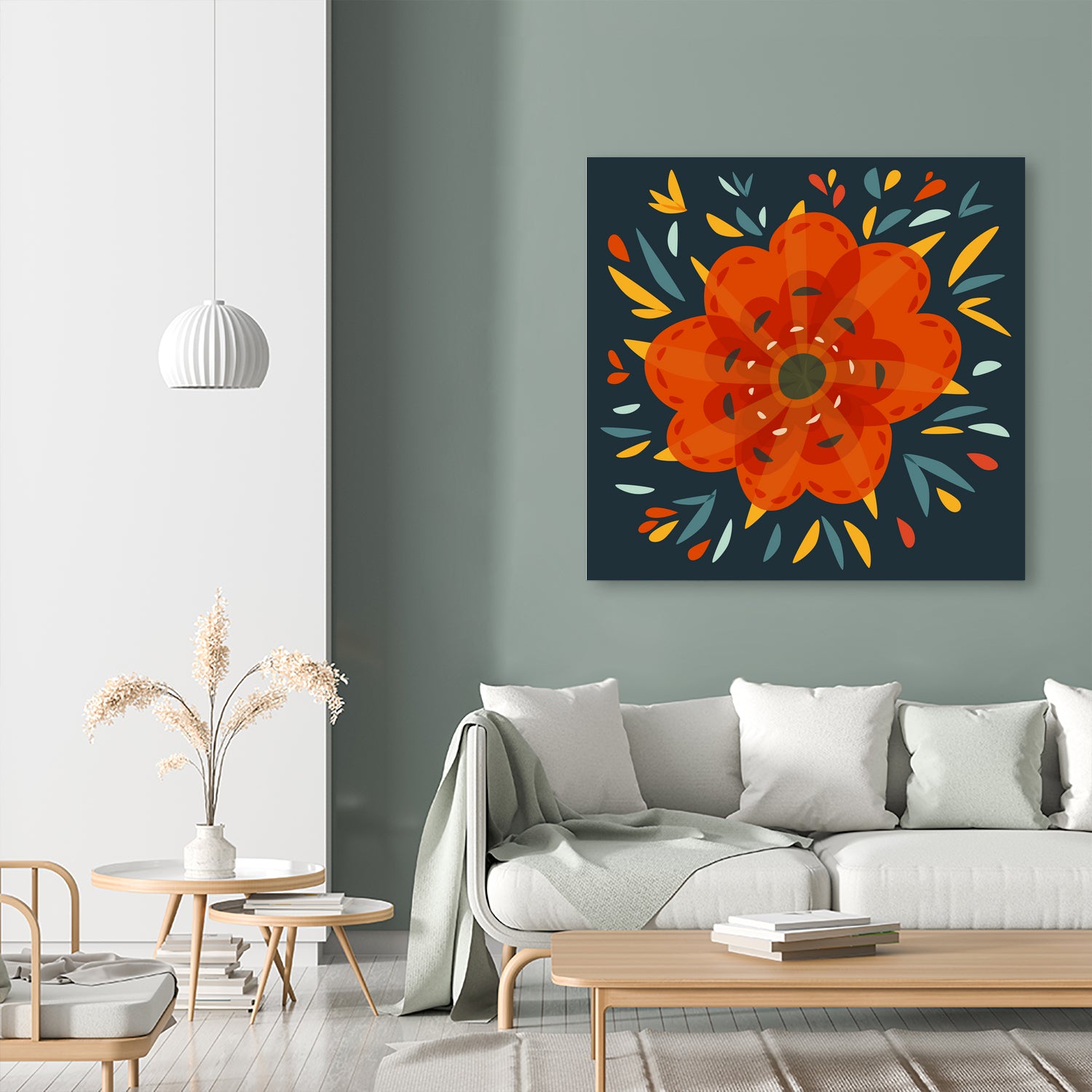Whimsical Decorative Orange Flower by Boriana Giormova on GIANT ART - orange digital drawing
