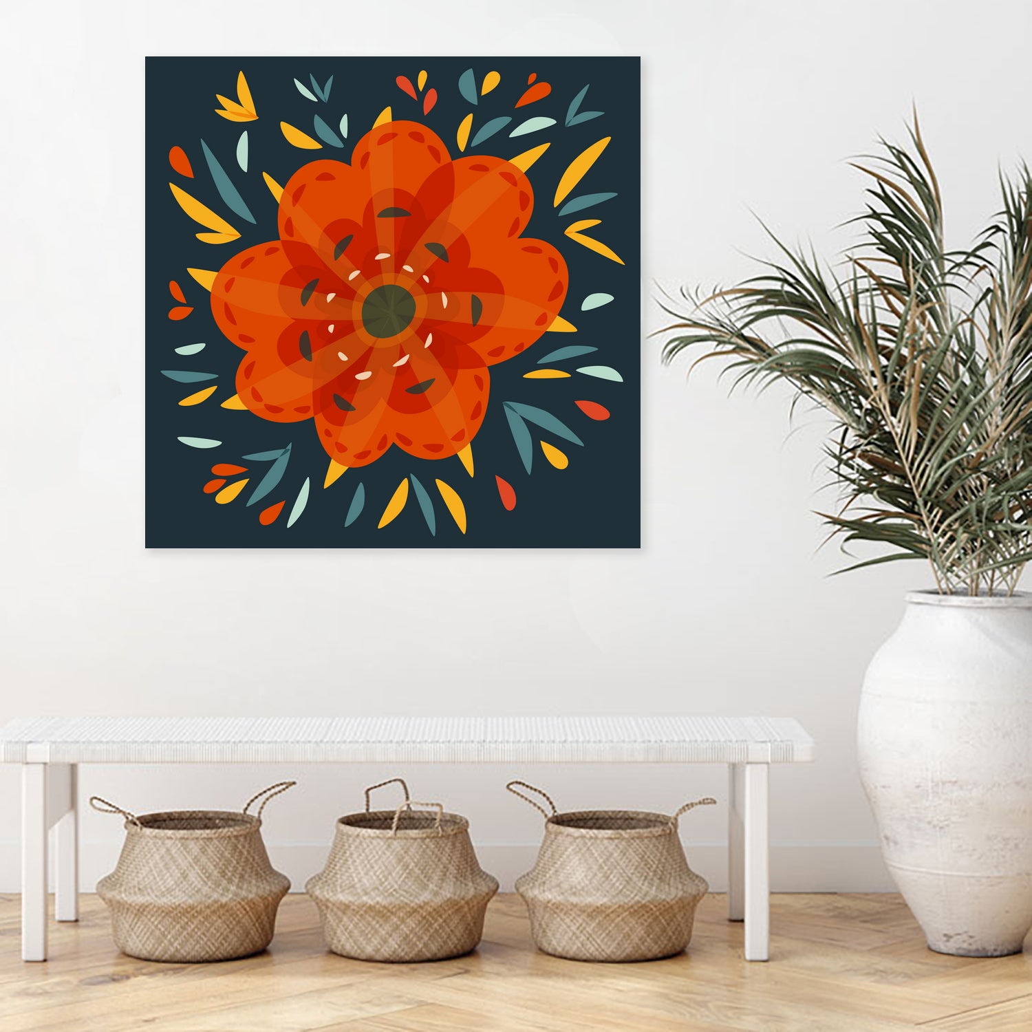 Whimsical Decorative Orange Flower by Boriana Giormova on GIANT ART - orange digital drawing