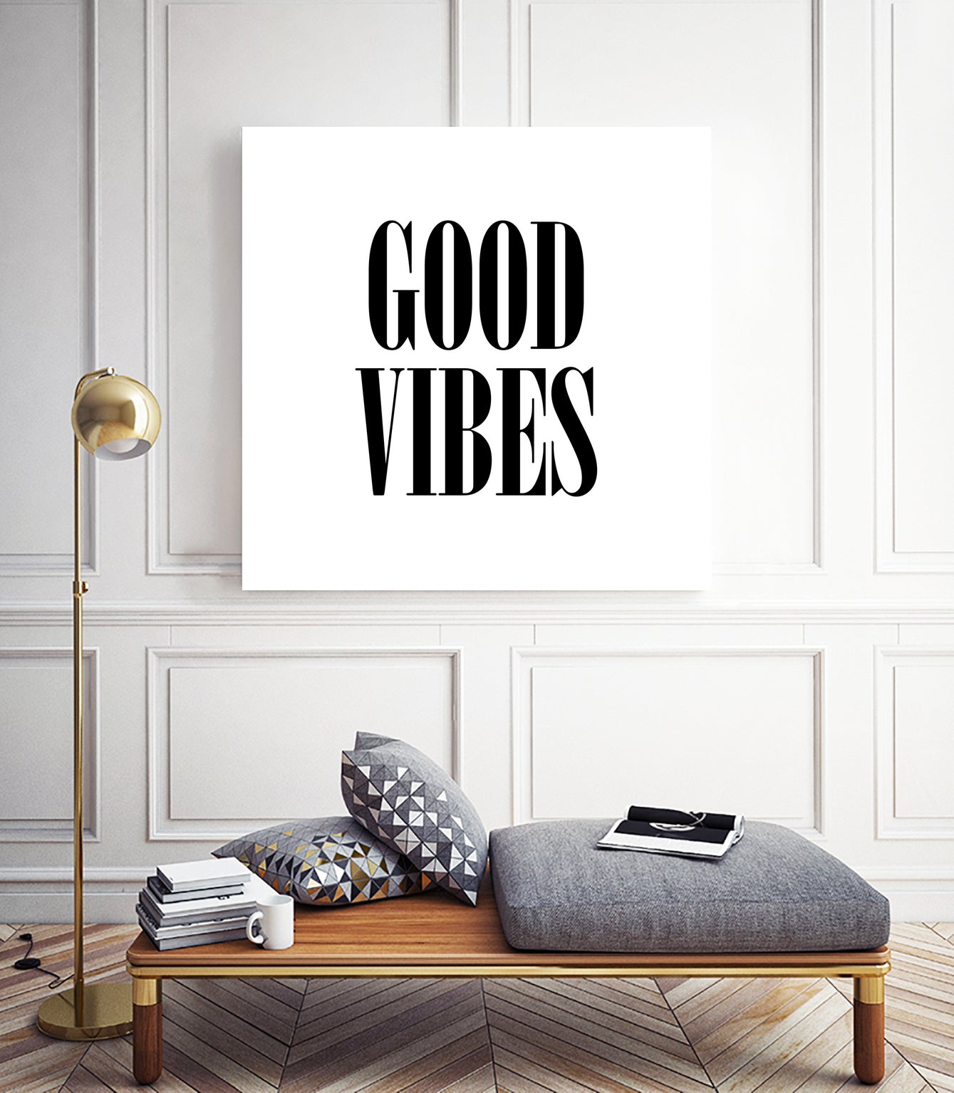 Good Vibes by Neli Dimitrova on GIANT ART - white typography