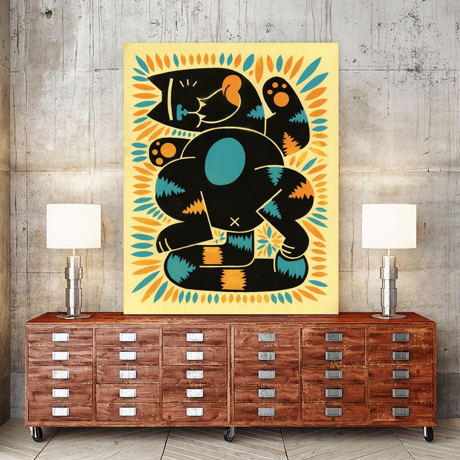 Catnip by Randy Steward on GIANT ART - yellow mixed media