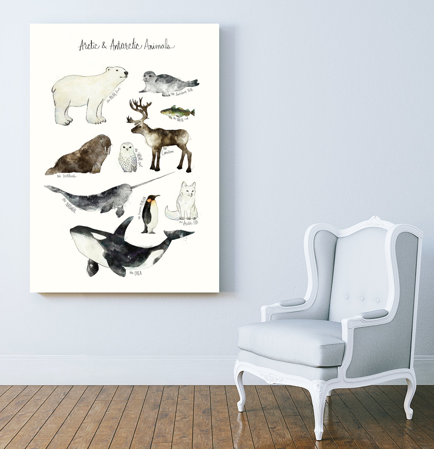 Arctic & Antarctic Animals by Amy Hamilton on GIANT ART - blue mixed media