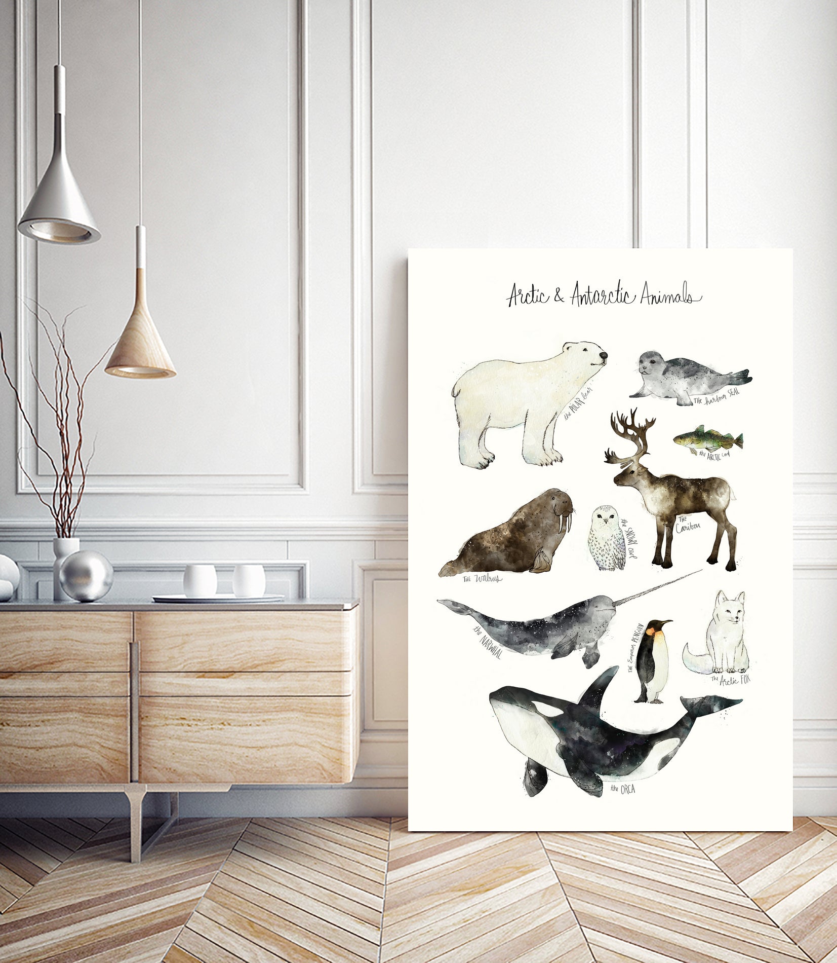 Arctic & Antarctic Animals by Amy Hamilton on GIANT ART - blue mixed media