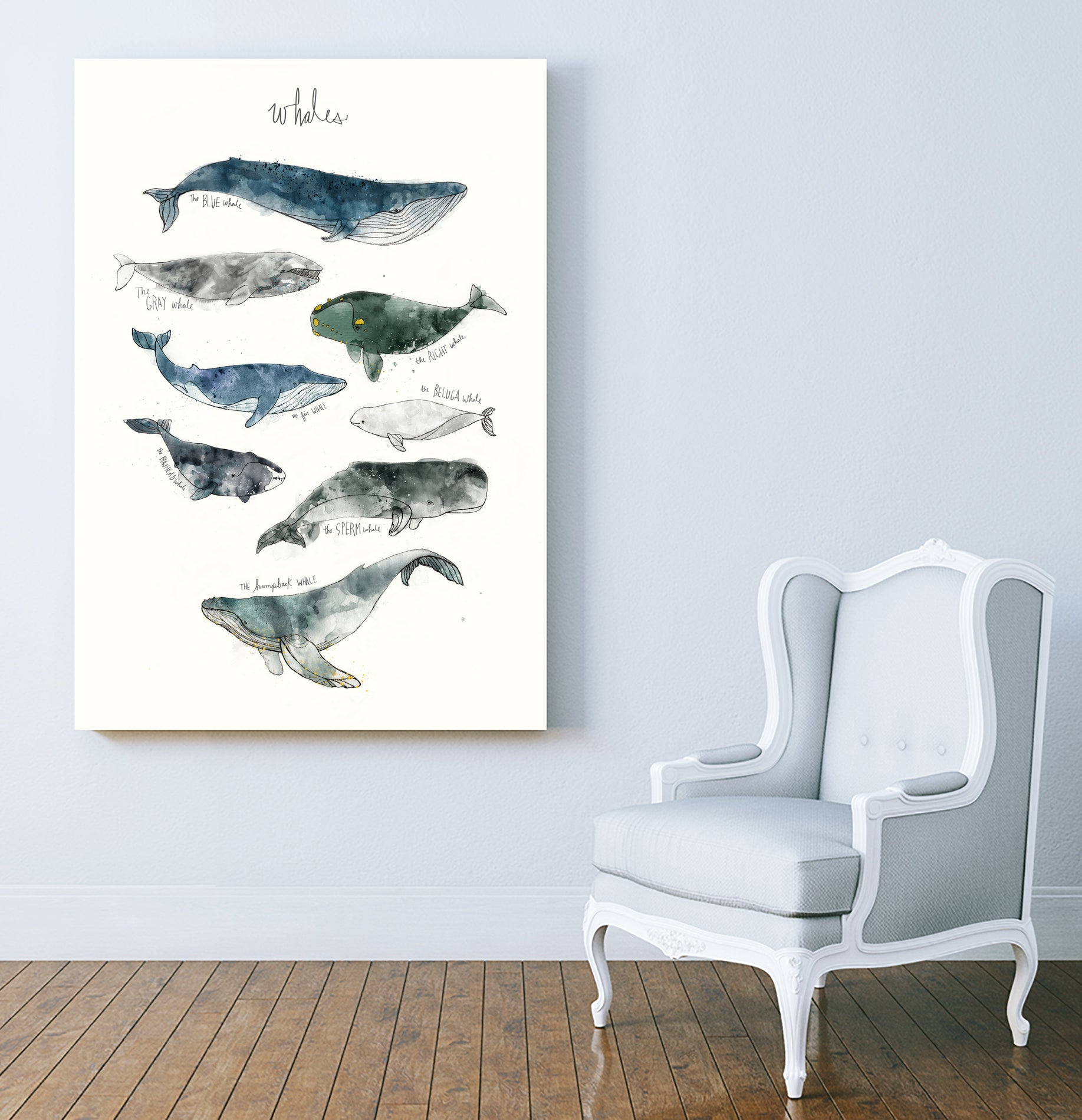 Whales by Amy Hamilton on GIANT ART - blue mixed media