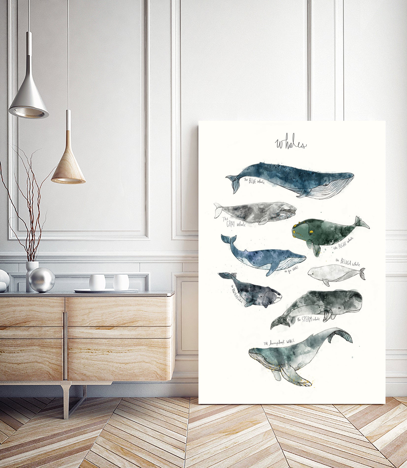 Whales by Amy Hamilton on GIANT ART - blue mixed media