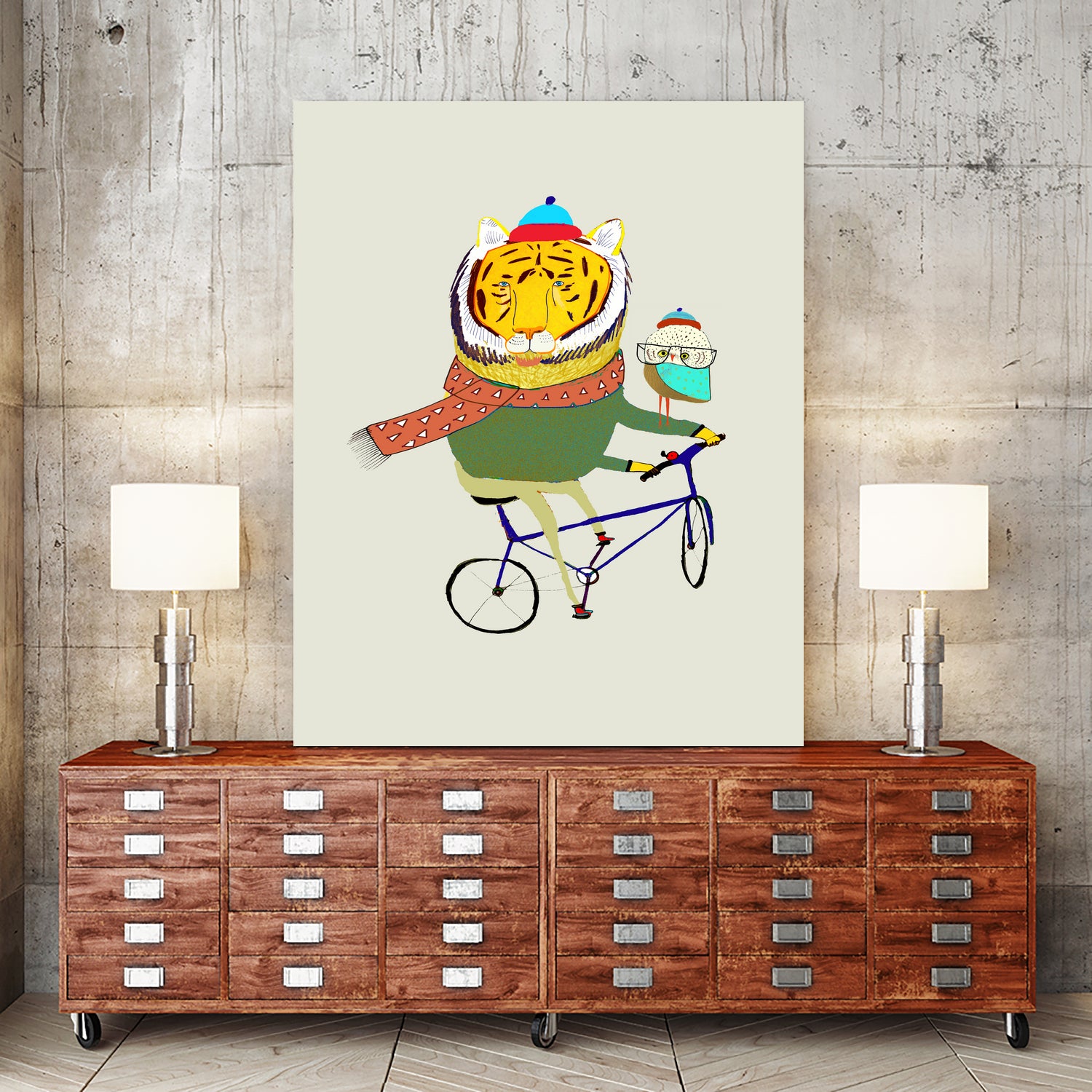 Tiger & Owl Bike by Ashley Percival on GIANT ART - digital drawing