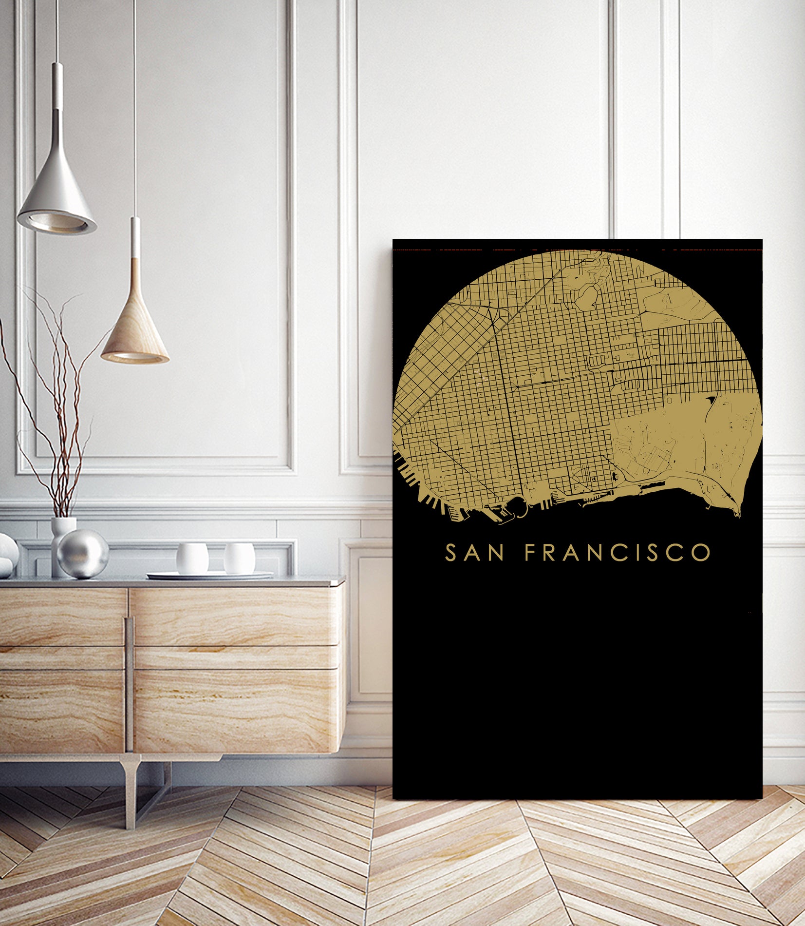 San Francisco city map gold by Javier Ruiz on GIANT ART - brown digital drawing