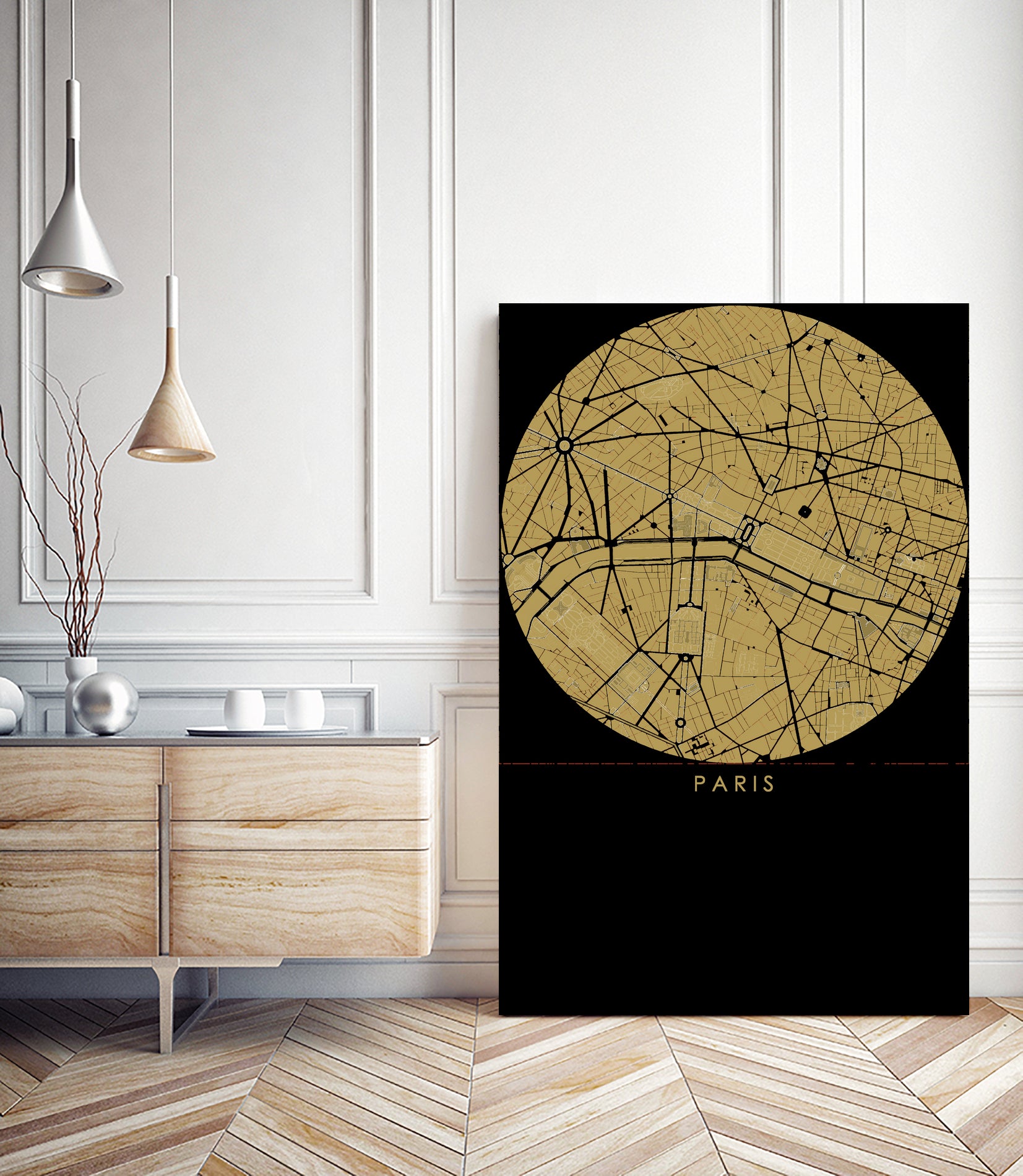 Paris city map gold by Javier Ruiz on GIANT ART - brown digital drawing