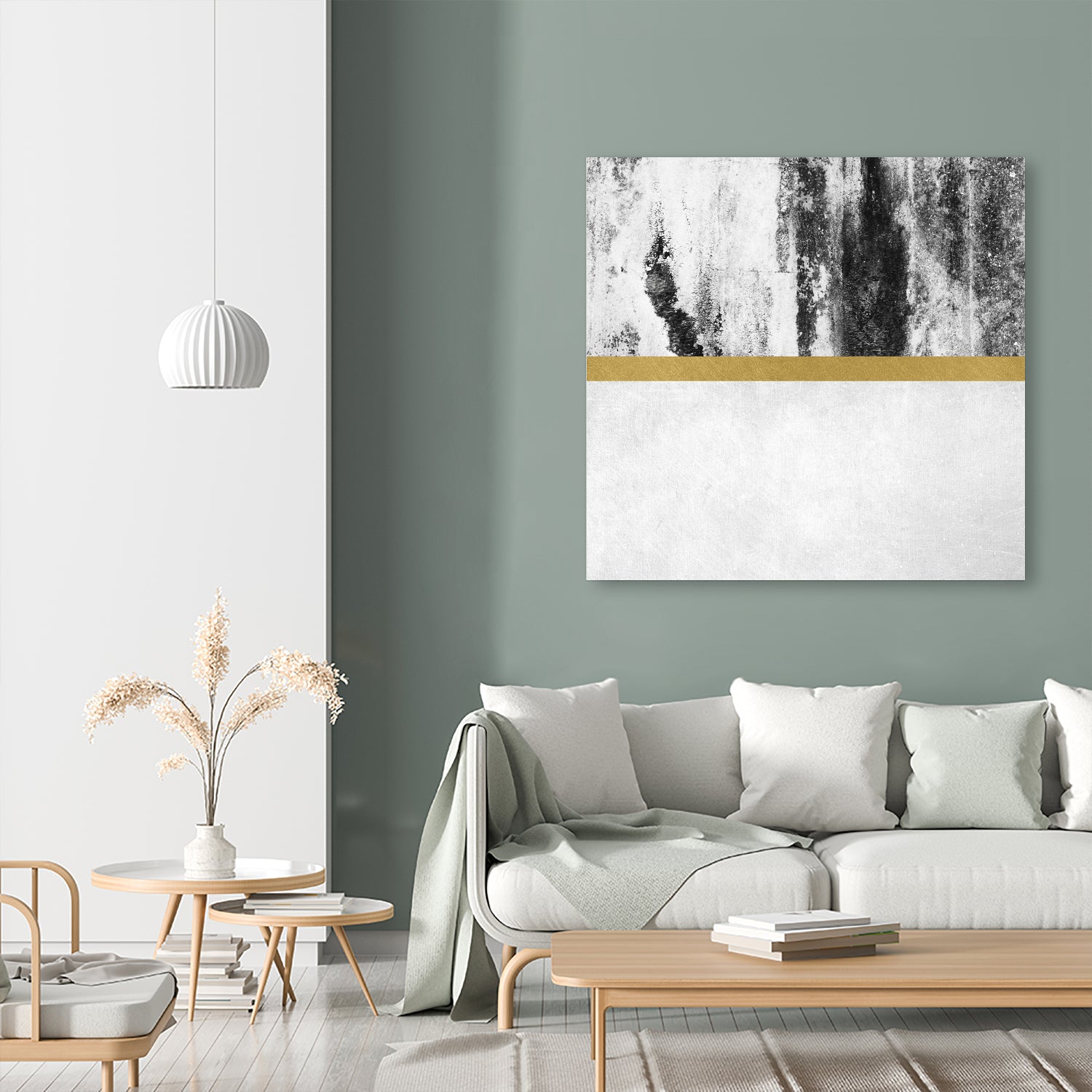 Golden Line / White by Elisabeth Fredriksson on GIANT ART - gray digital painting