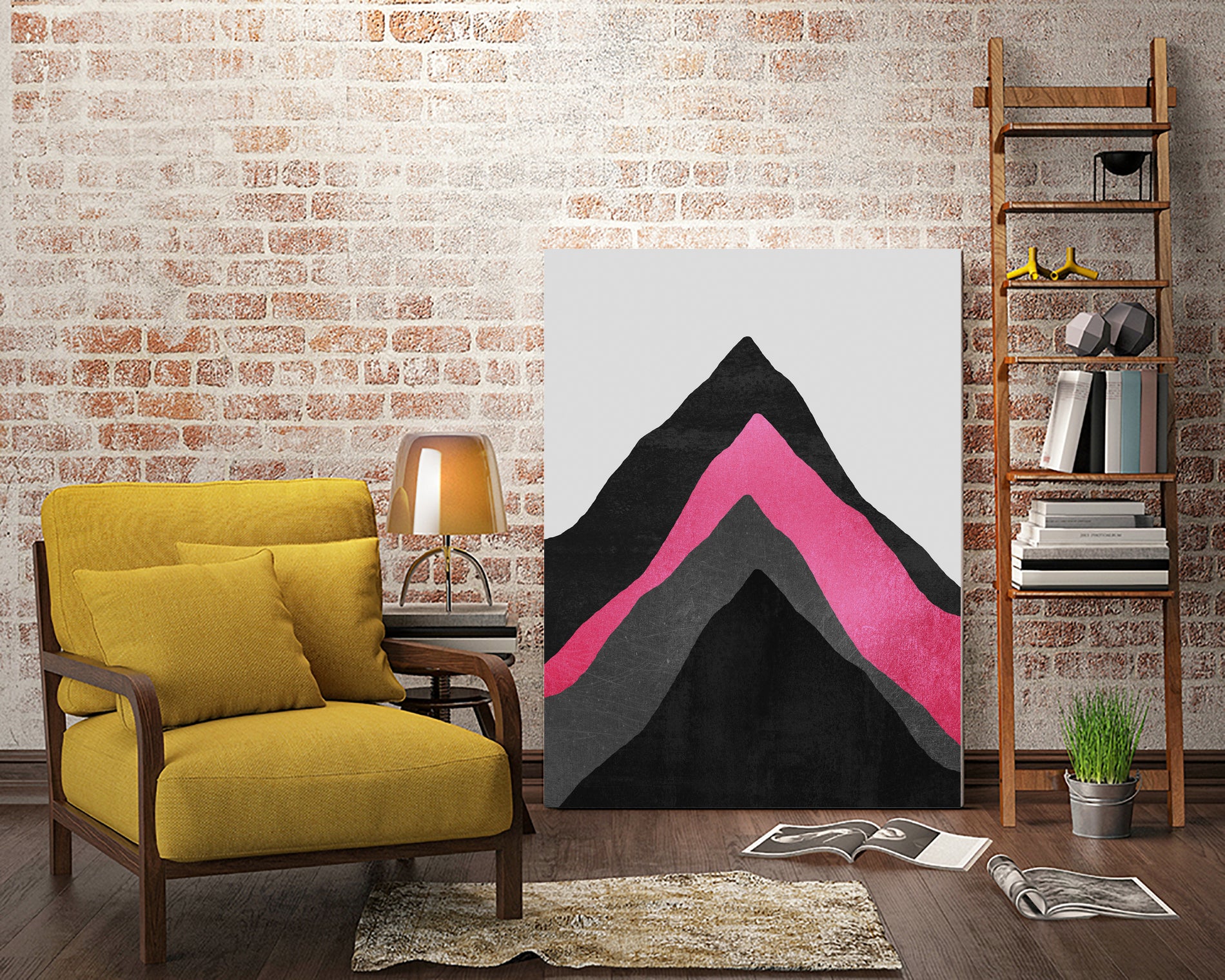 Four Mountains / Pink by Elisabeth Fredriksson on GIANT ART - pink digital painting