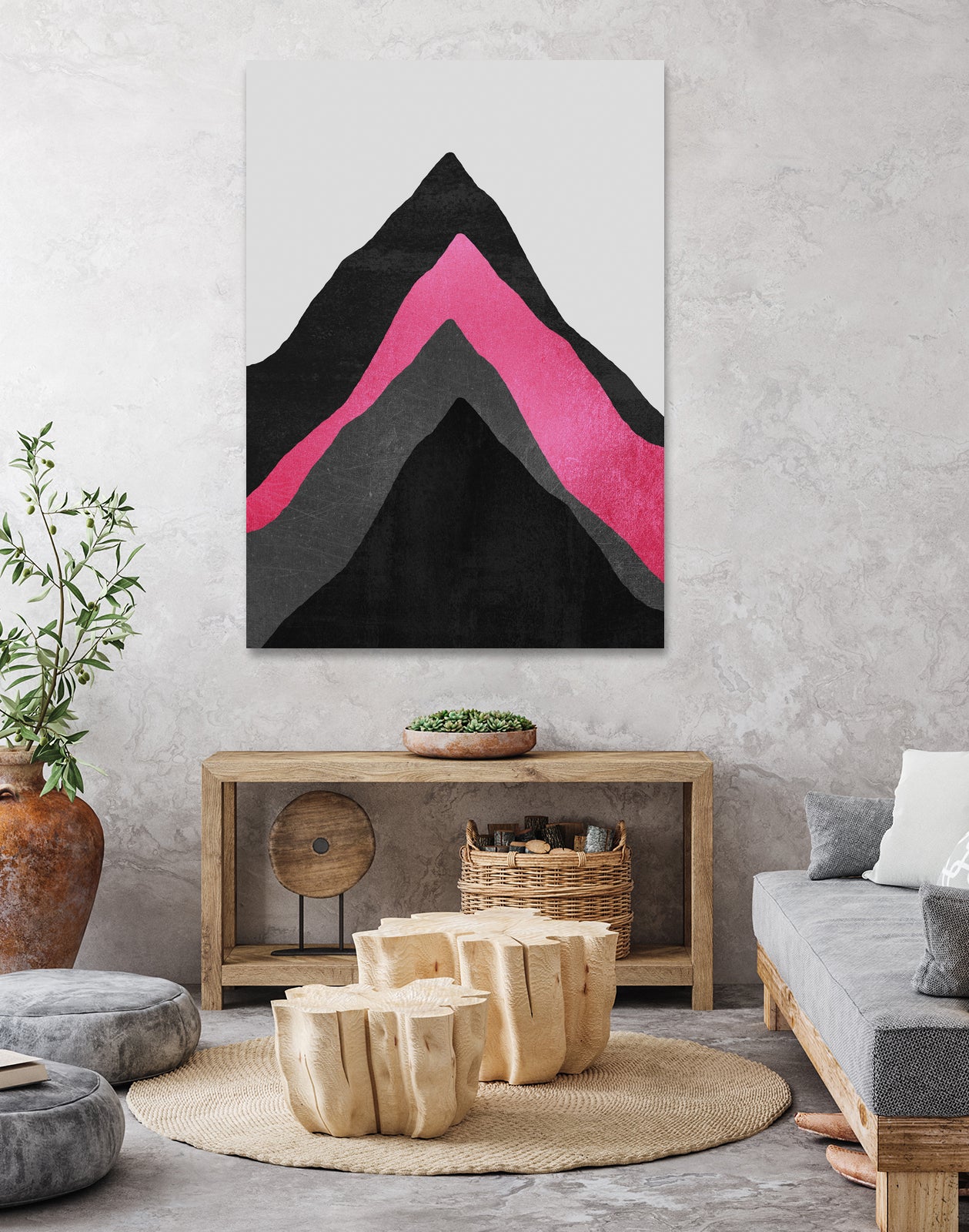 Four Mountains / Pink by Elisabeth Fredriksson on GIANT ART - pink digital painting
