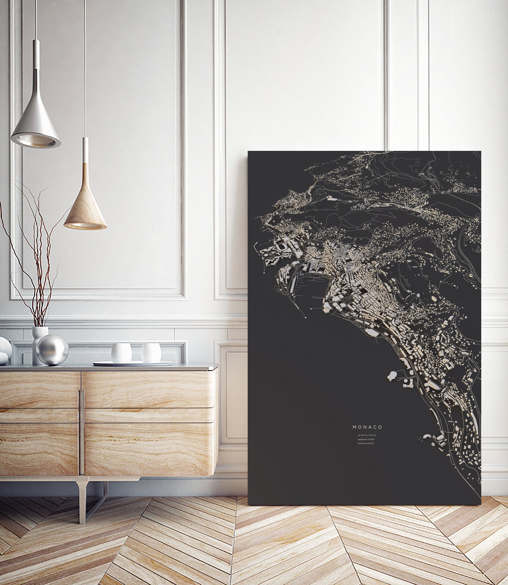 Monaco city map by Luis Dilger on GIANT ART - 3d art