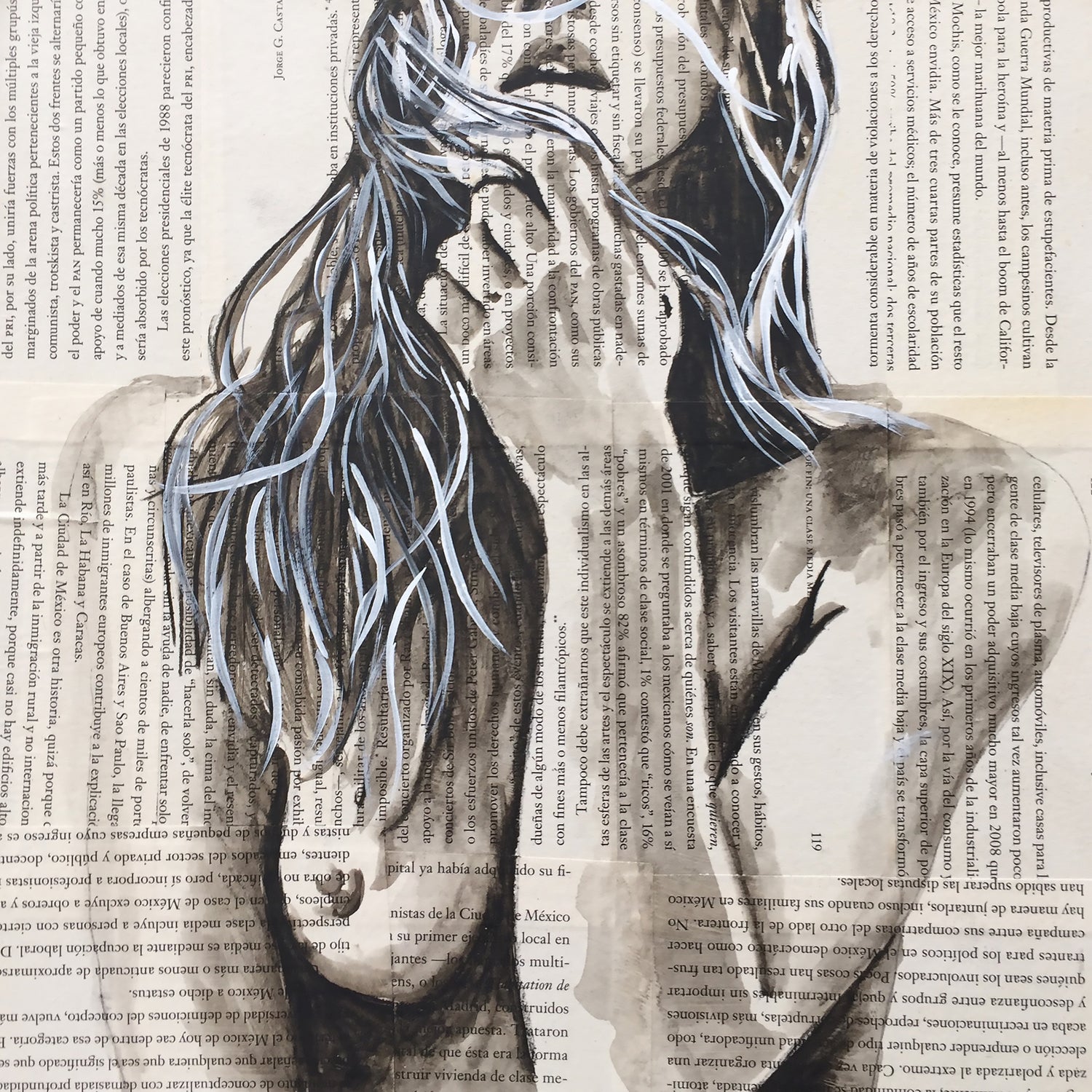 thinking of you by eugenia retana on GIANT ART - black mixed media