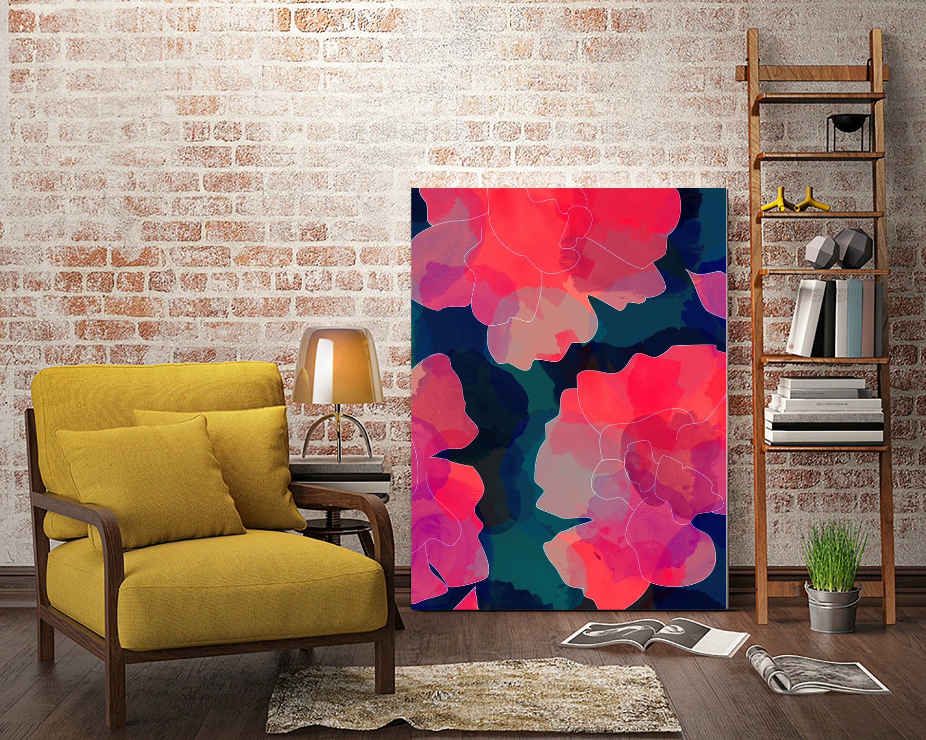 Blushing Flowers- Purple by Rebecca Allen on GIANT ART - fuchsia digital painting