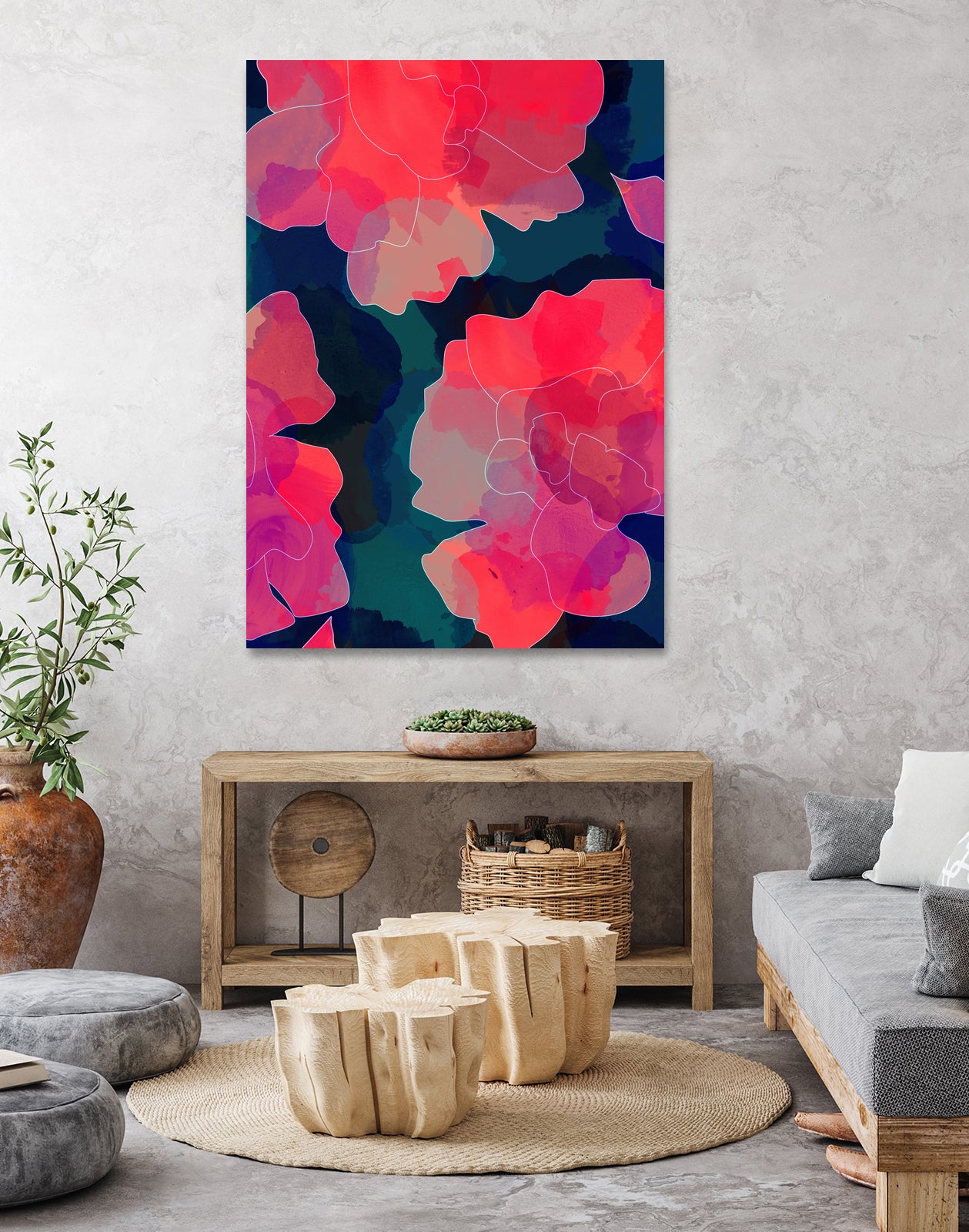 Blushing Flowers- Purple by Rebecca Allen on GIANT ART - fuchsia digital painting