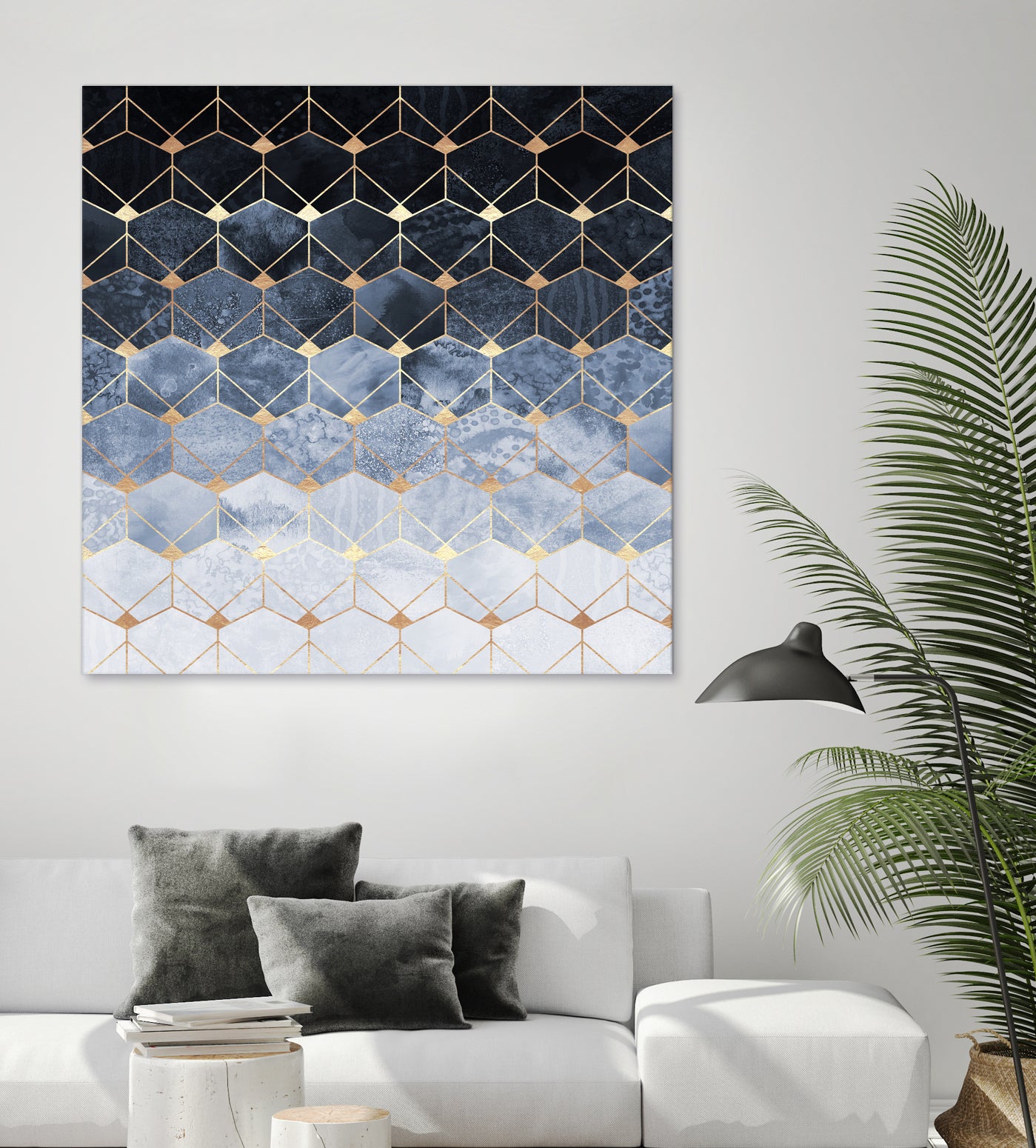 Blue hexagons and diamonds by Elisabeth Fredriksson on GIANT ART - blue digital painting
