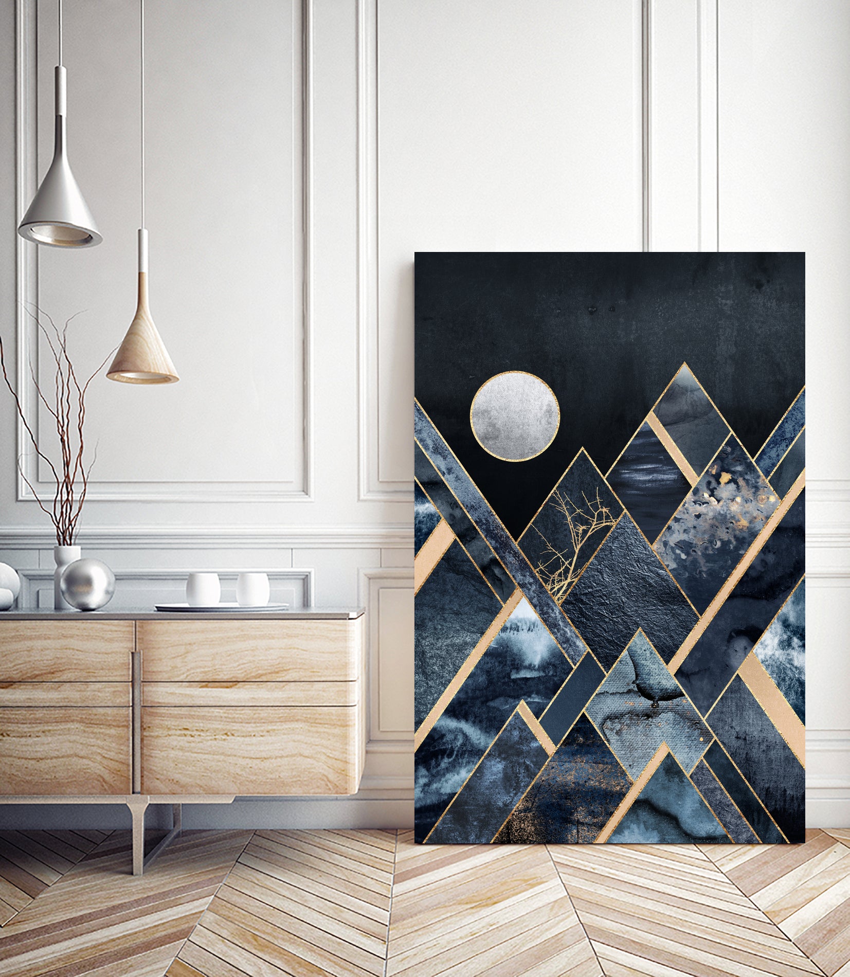 Stormy Mountains by Elisabeth Fredriksson on GIANT ART - blue mixed media