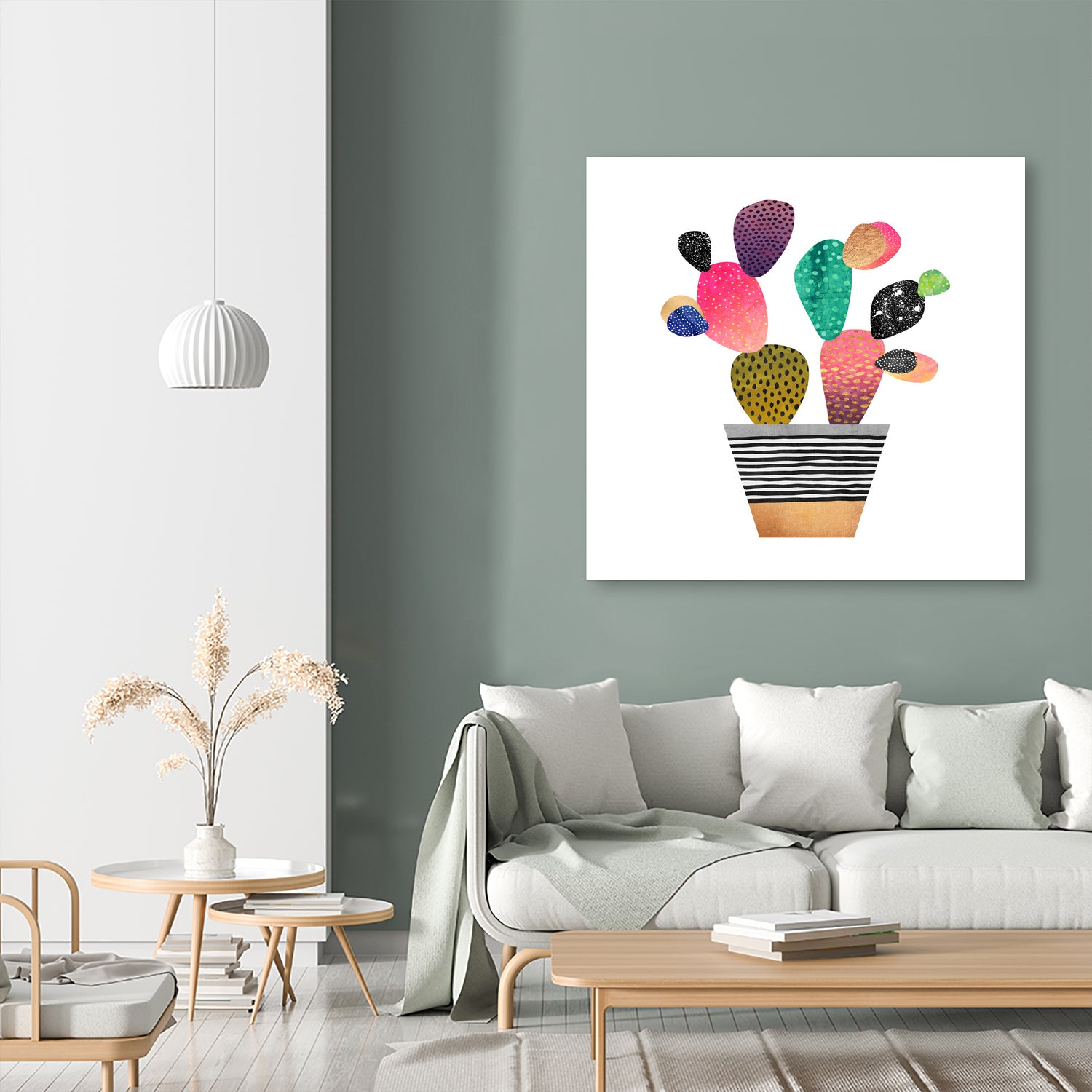 Happy Cactus by Elisabeth Fredriksson on GIANT ART - pink mixed media