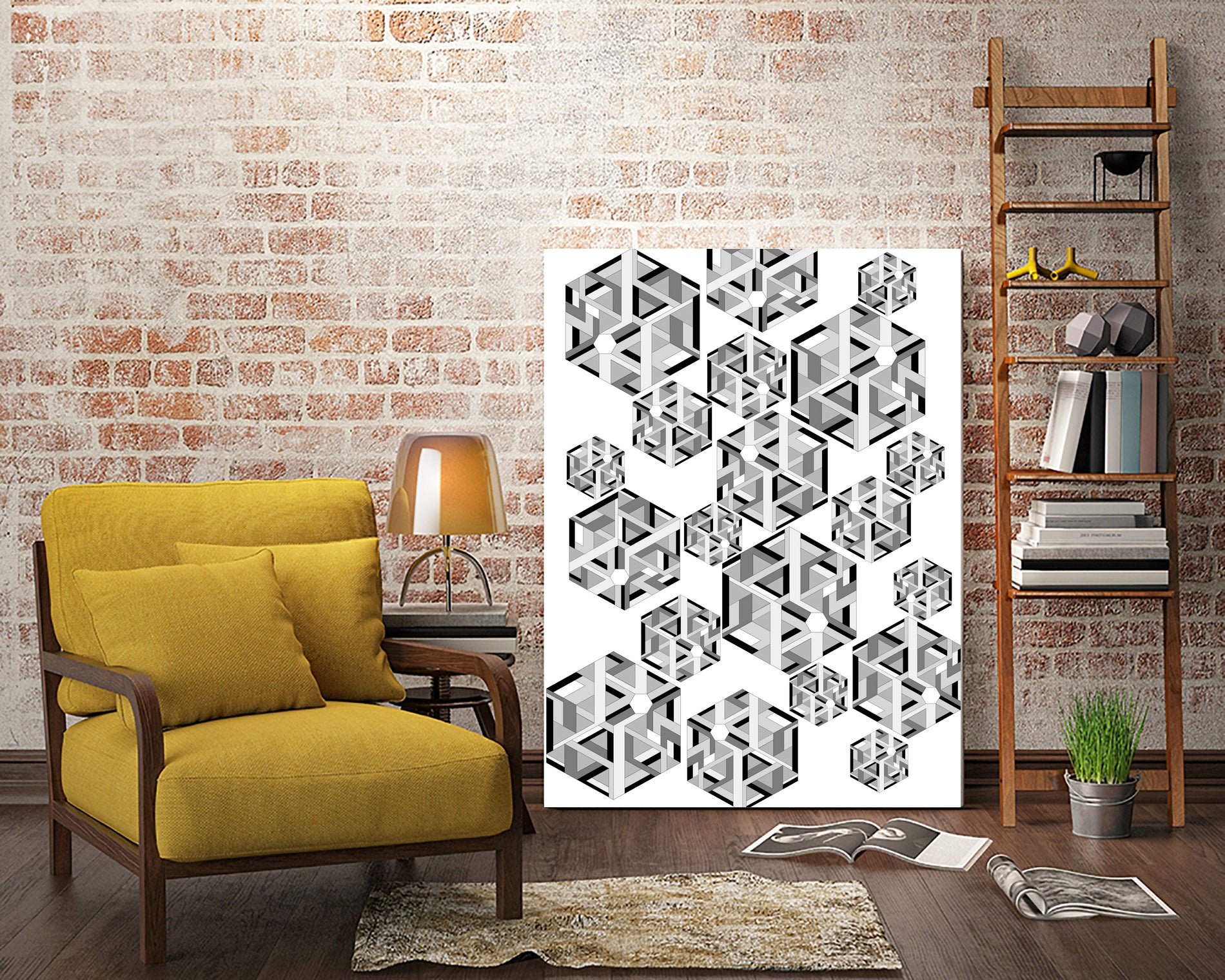 Hexagon by Emi Dimitrova on GIANT ART - white digital drawing