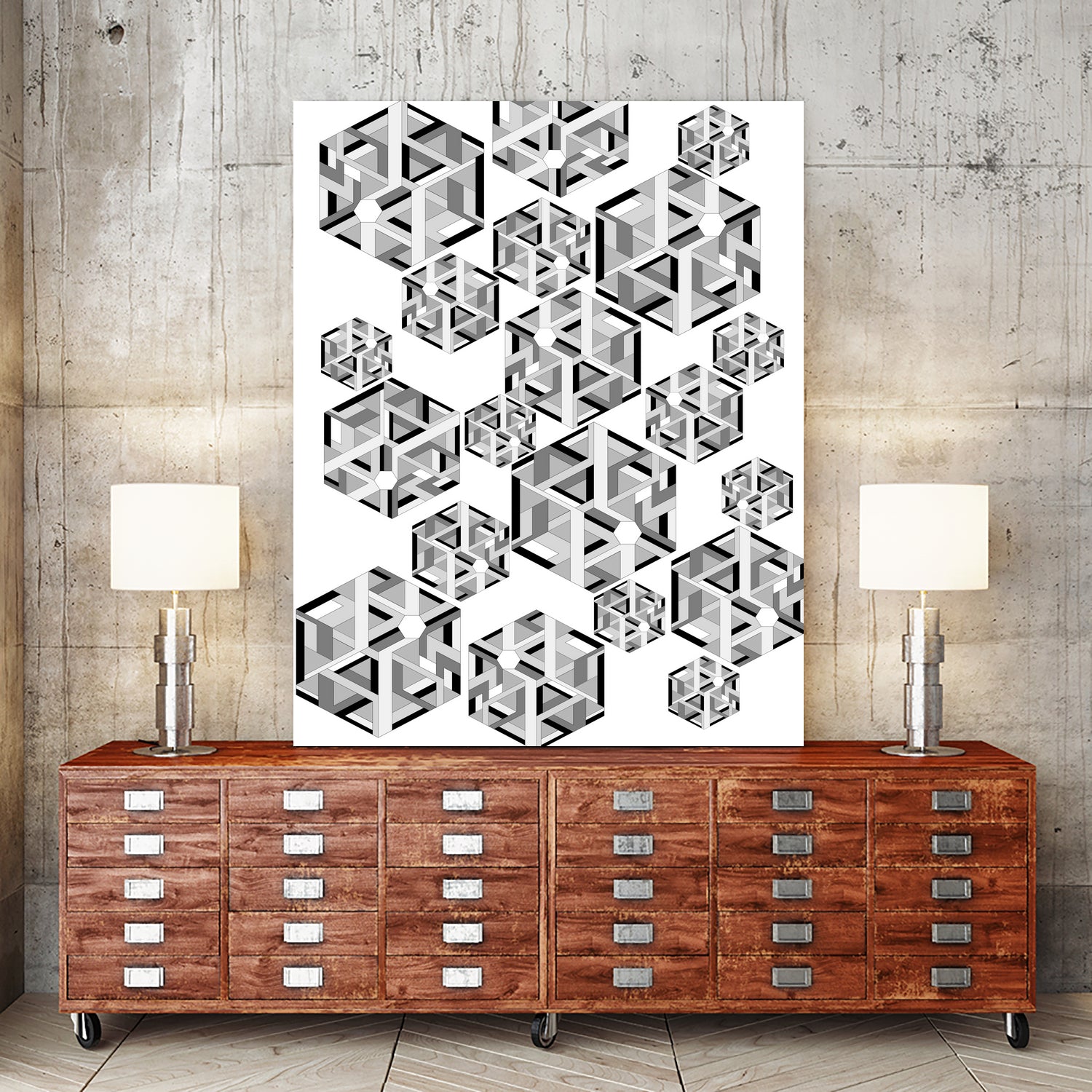 Hexagon by Emi Dimitrova on GIANT ART - white digital drawing