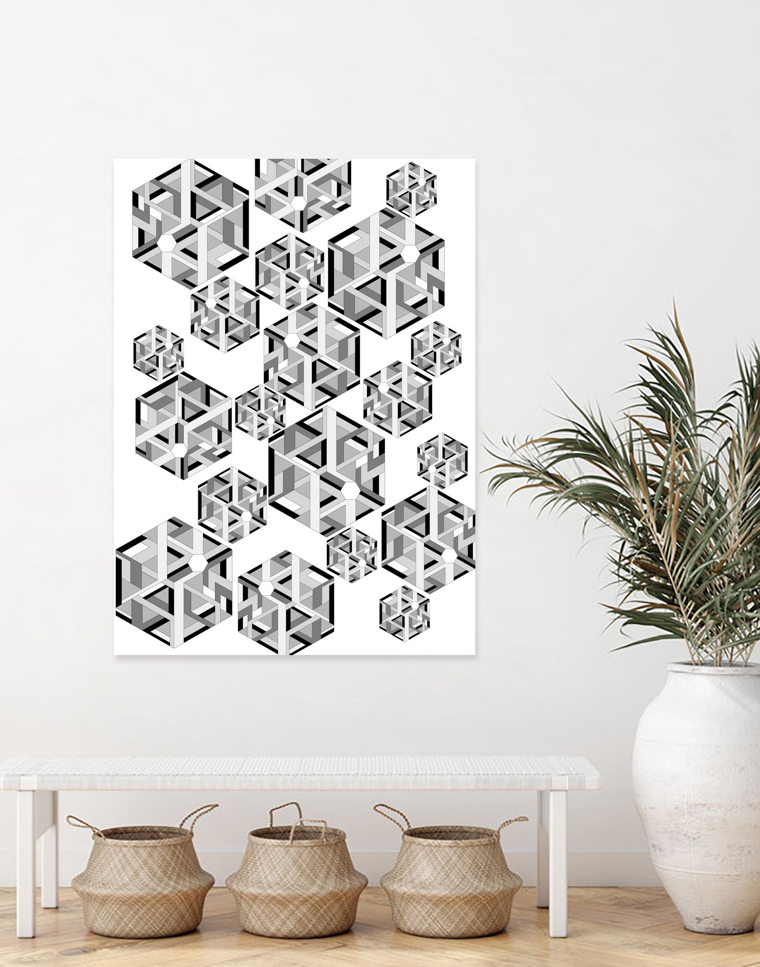 Hexagon by Emi Dimitrova on GIANT ART - white digital drawing
