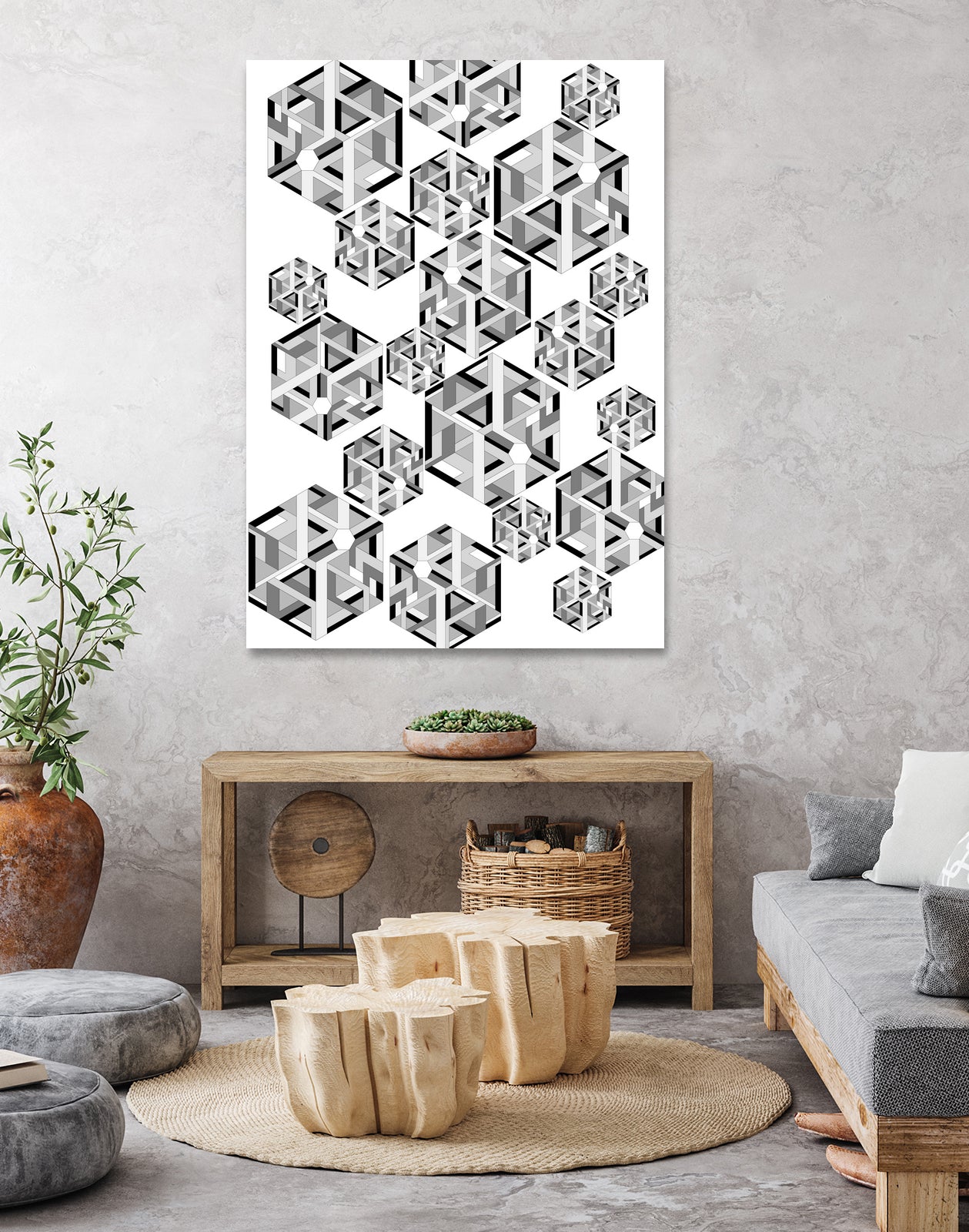 Hexagon by Emi Dimitrova on GIANT ART - white digital drawing