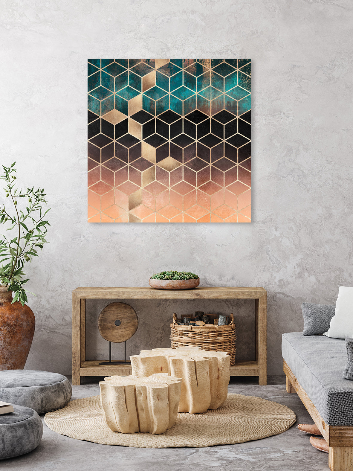 Ombre Dream Cubes by Elisabeth Fredriksson on GIANT ART - orange digital painting