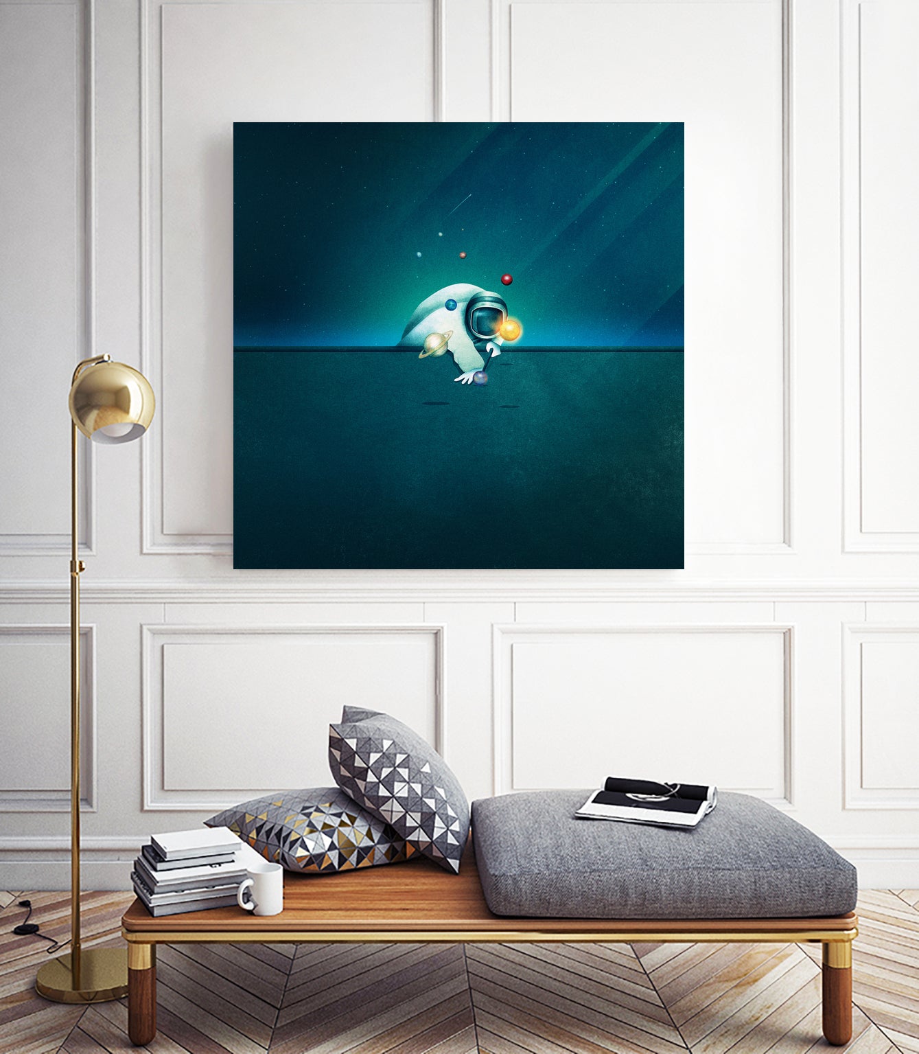 Astronaut Billards by Romina Lutz on GIANT ART - green digital painting