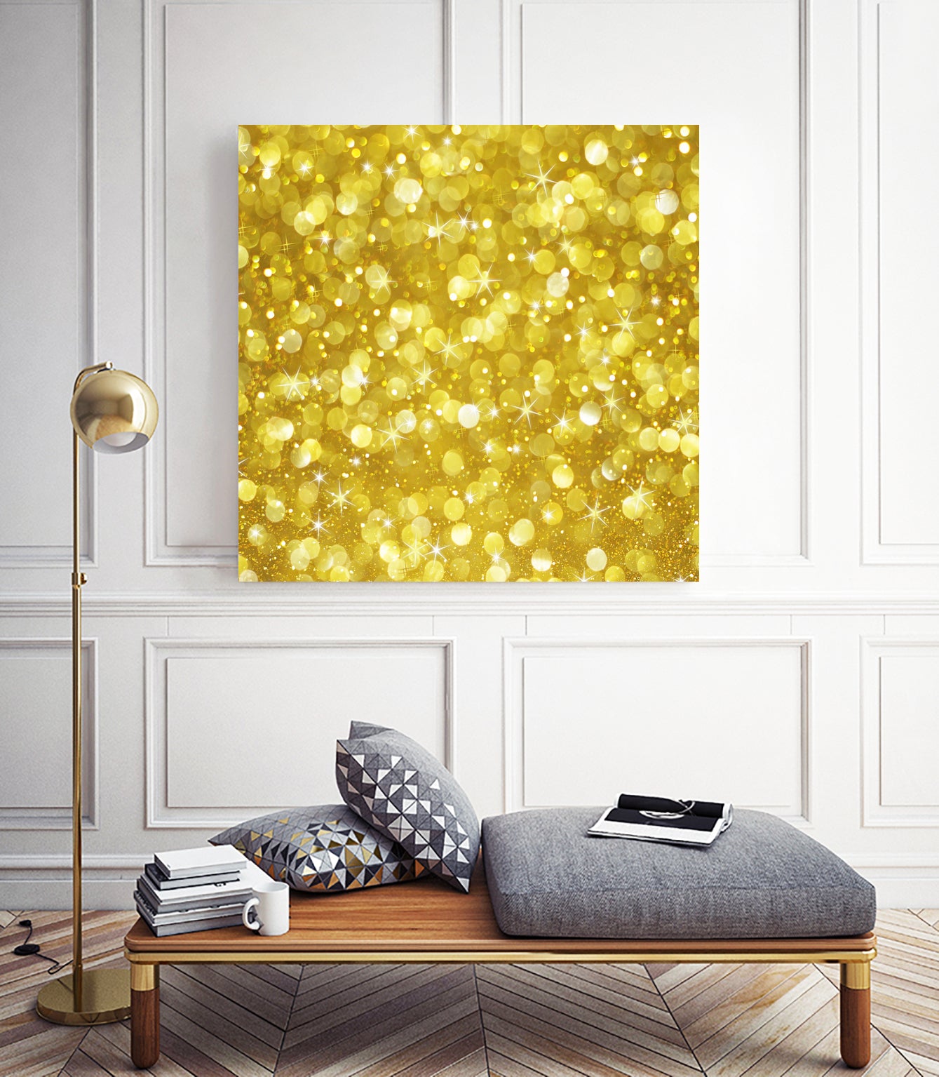 Glam gold bokeh glitter by dushan Medich on GIANT ART - yellow digital painting