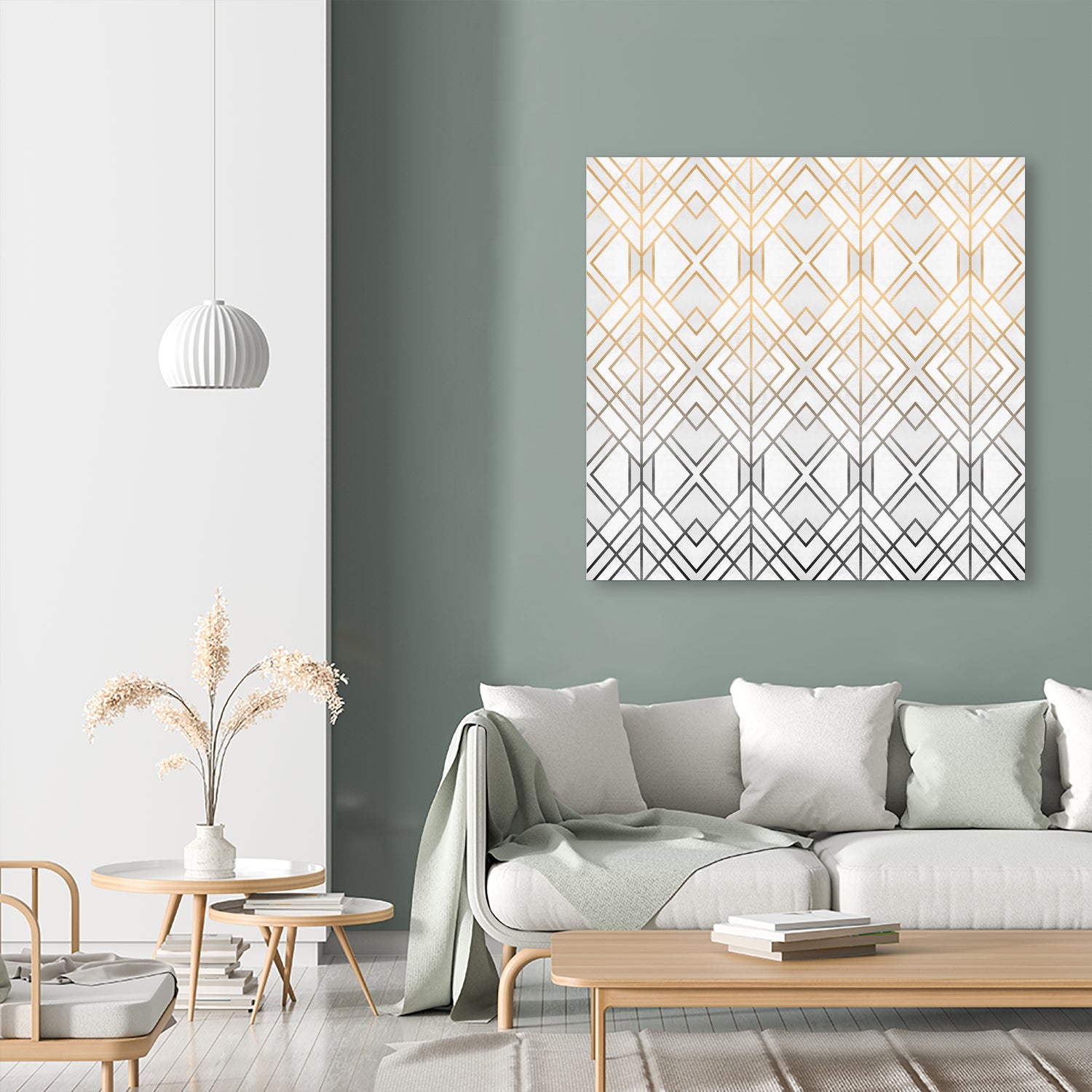 Gold And Grey Geo by Elisabeth Fredriksson on GIANT ART - white digital painting
